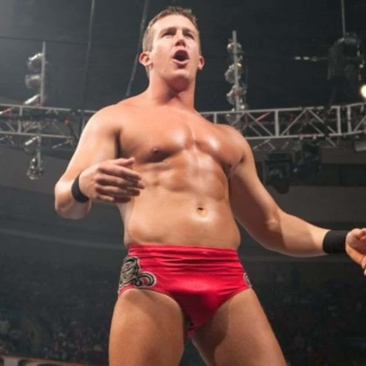 Ted Dibiase Jr., red trunks, arena lights, SD Desktop Wallpaper