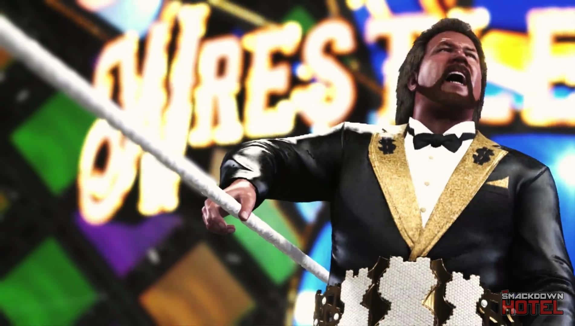 Ted Dibiase, black and gold tuxedo, ring rope, HD Desktop Wallpaper