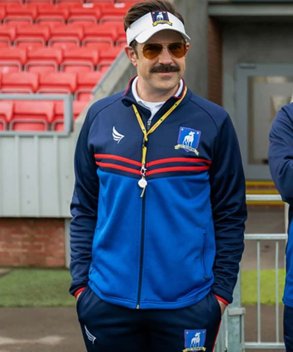 Ted Lasso, stadium, blue and red sports jacket, SD Phone Wallpaper