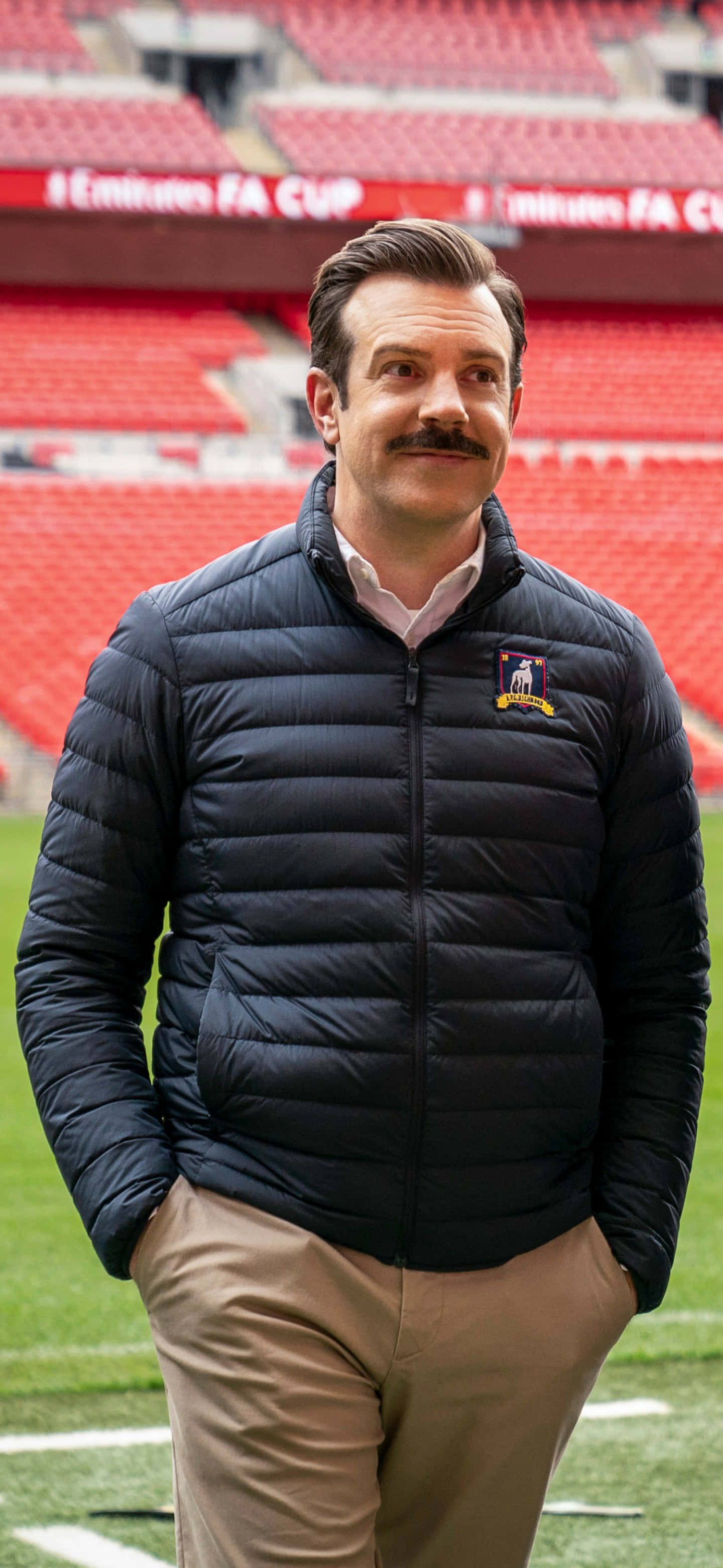 Ted Lasso, stadium, mustache, 2K Phone Wallpaper