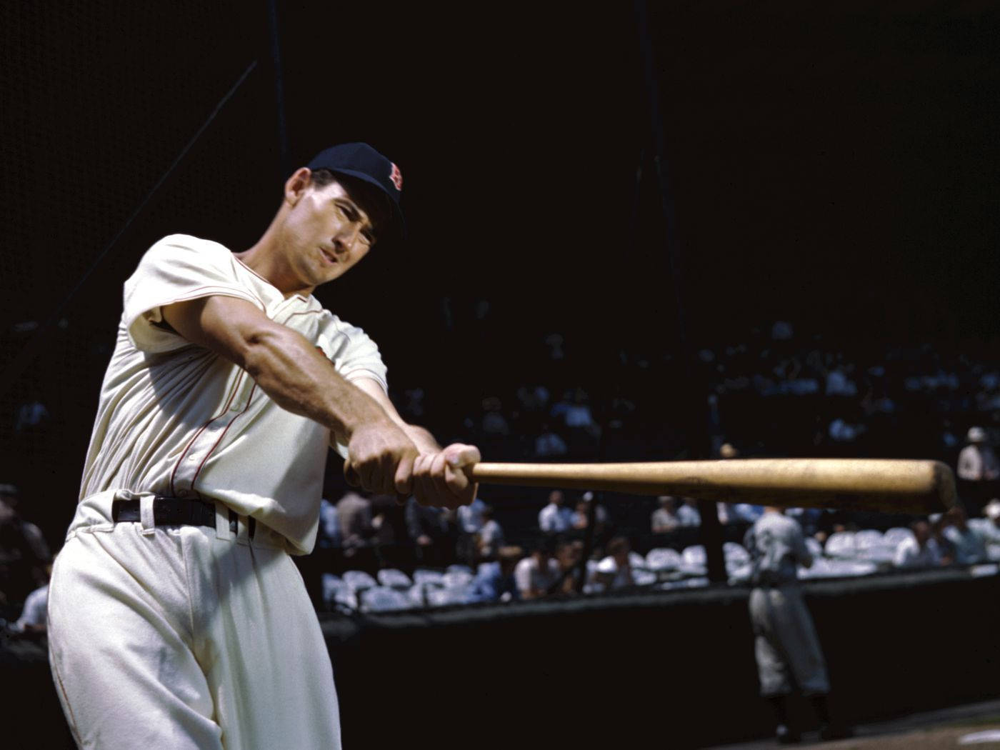 Ted Williams, vintage uniform, wooden bat, HD Desktop Wallpaper
