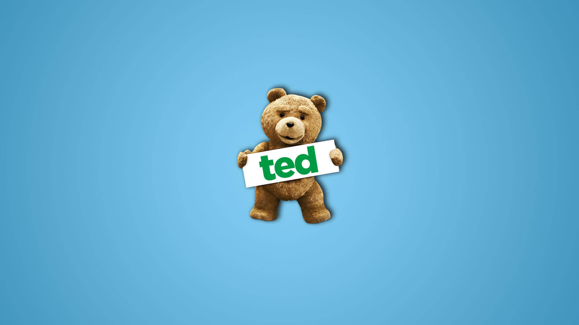 Ted, blue background, brown teddy bear, Full HD Desktop Wallpaper