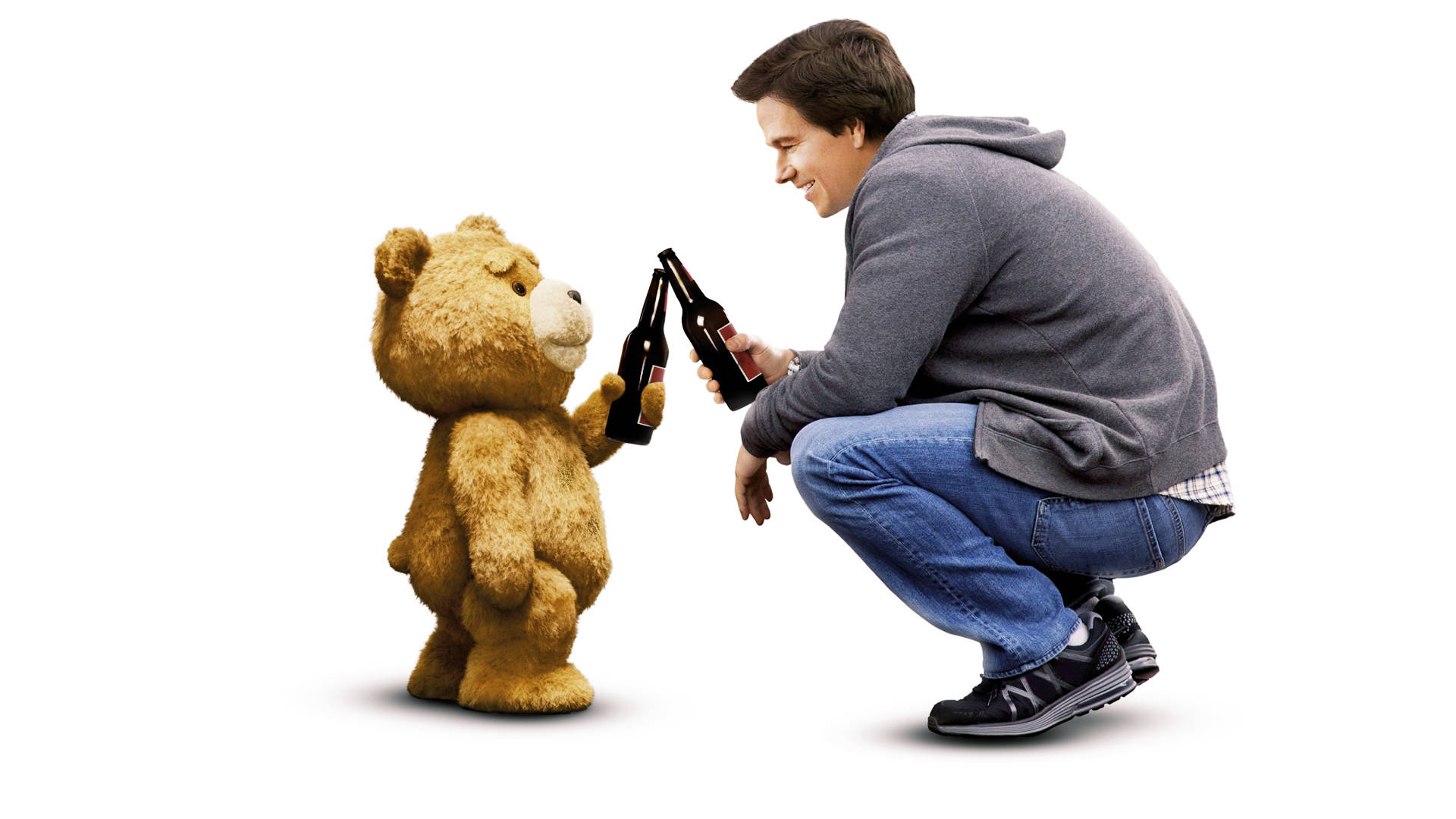 Ted, grey hoodie, furry animated teddy bear, Full HD Desktop Wallpaper