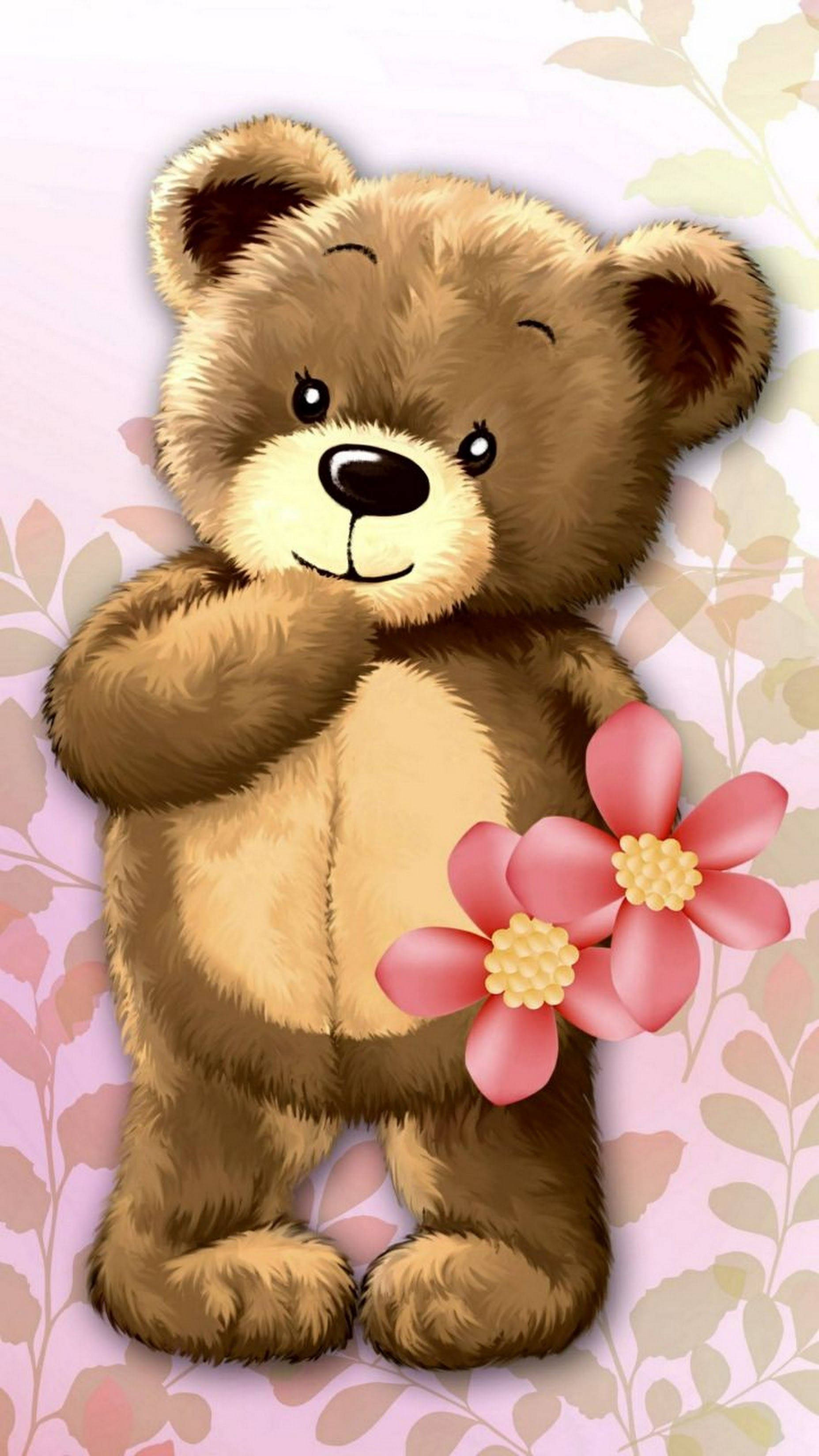 animated teddy bear, brown teddy bear, closed eyes, 2K Phone Wallpaper