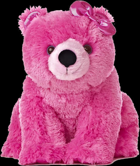 pink teddy bear, shiny bow, black background, SD Phone Wallpaper