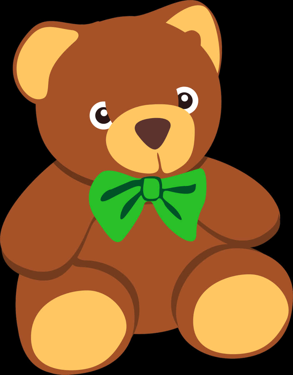 cute brown teddy bear, green bowtie, black background, SD Phone Wallpaper