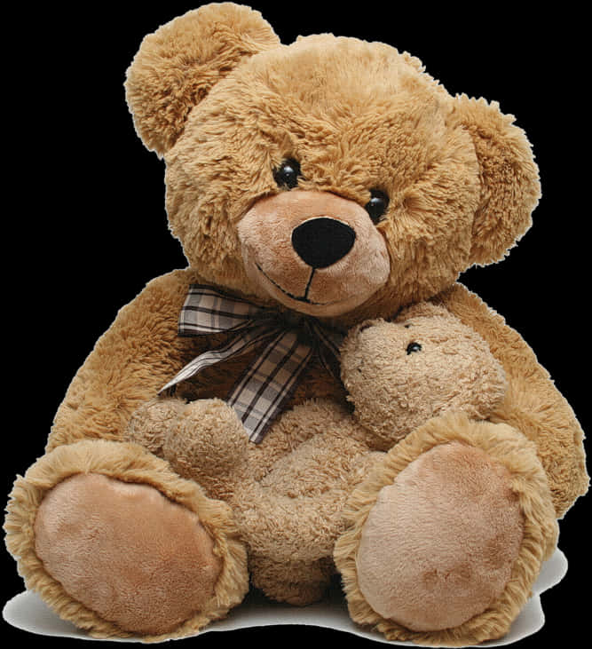 plush teddy bears, fluffy brown teddy bear, plaid bow, SD Phone Wallpaper