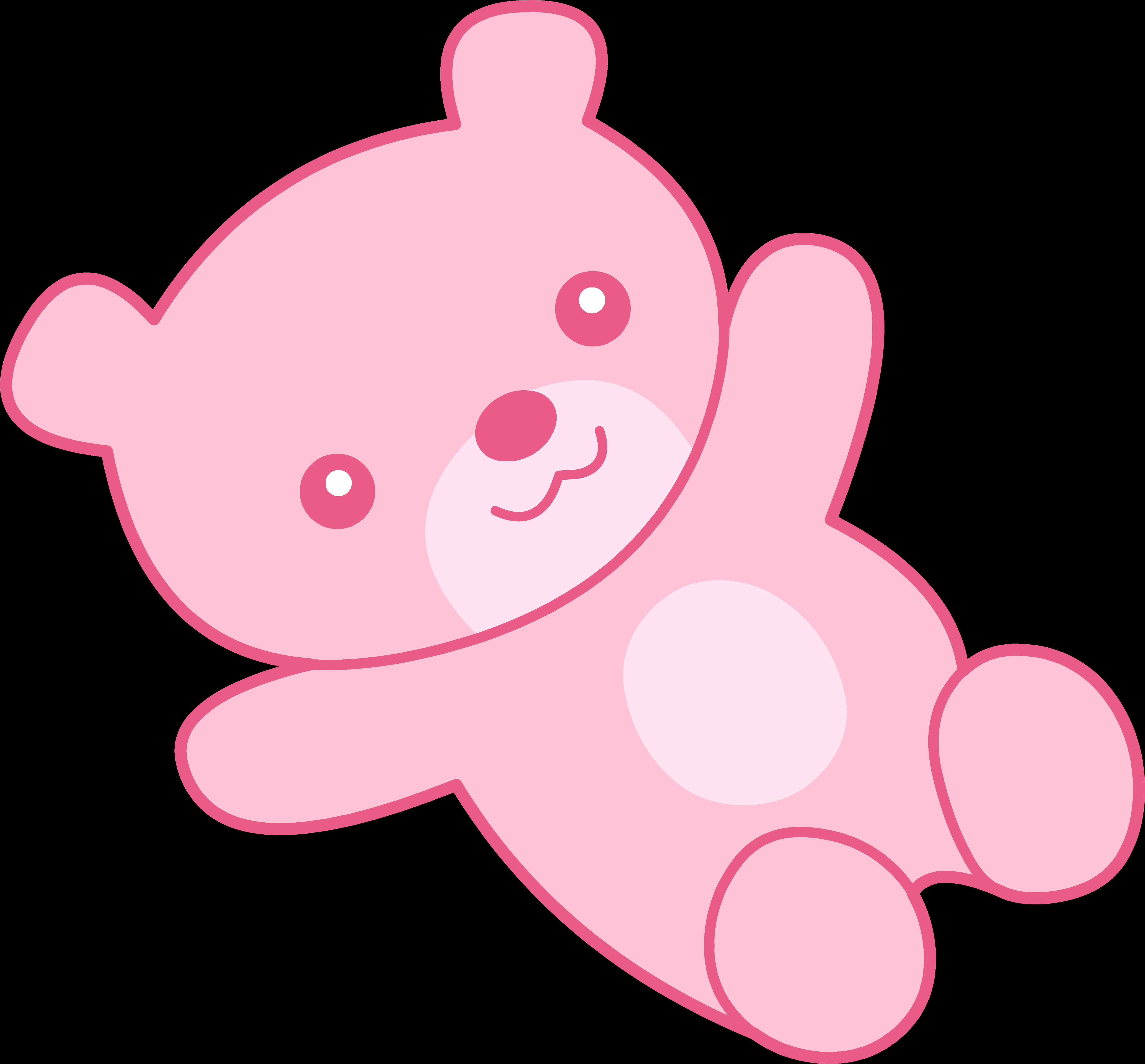 pink cartoon teddy bear, white belly, smiling face, 5K Desktop Wallpaper
