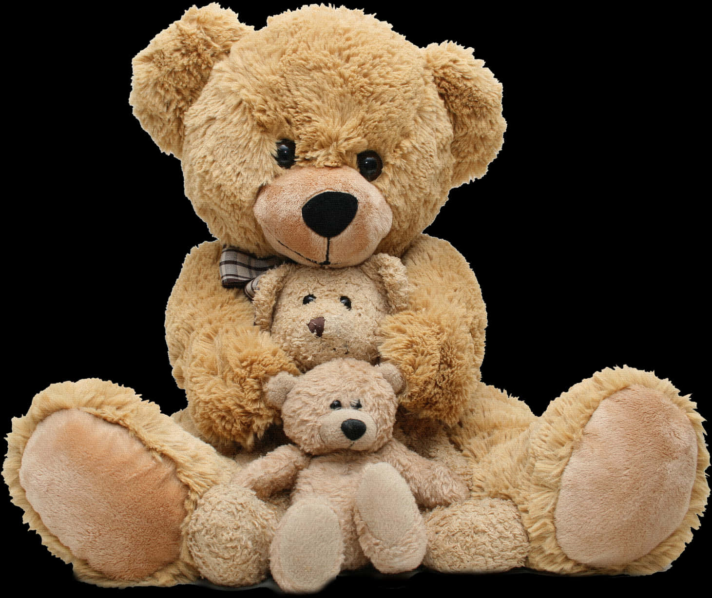 three teddy bears family portrait, fluffy tan teddy bear, smaller teddy bears, HD Desktop Wallpaper