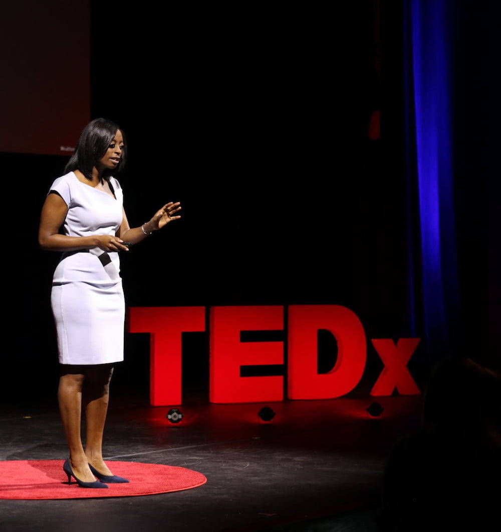 TEDx Talks, red circular rug, white dress, SD Phone Wallpaper