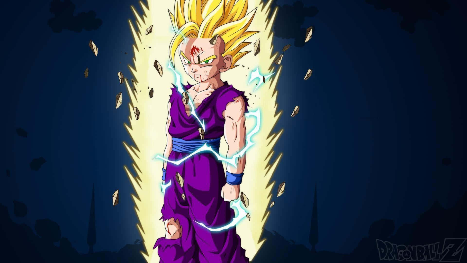 Teen Gohan, spiky-haired anime warrior, purple armor, Full HD Desktop Wallpaper