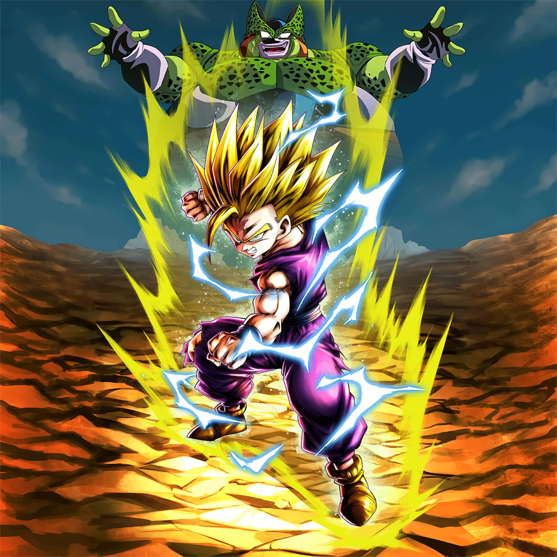Teen Gohan, purple battlesuit, green alien, HD Desktop Wallpaper