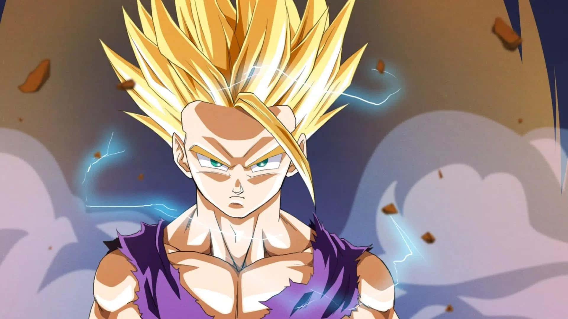 Teen Gohan, golden-haired, glowing eyes, Full HD Desktop Wallpaper