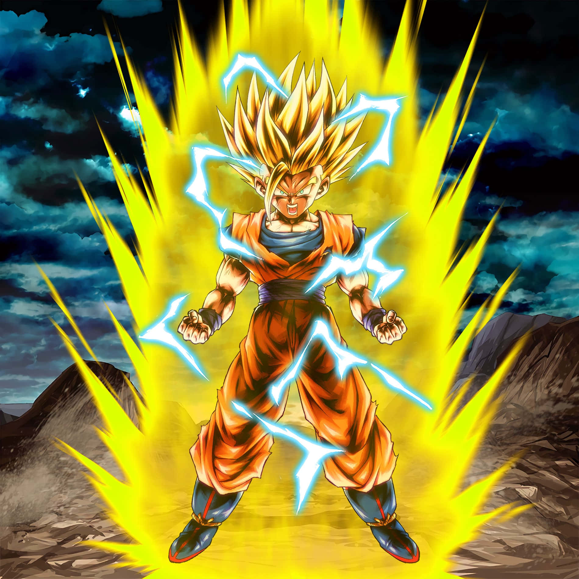 Teen Gohan, spiky golden hair, yellow energy, HD Desktop Wallpaper