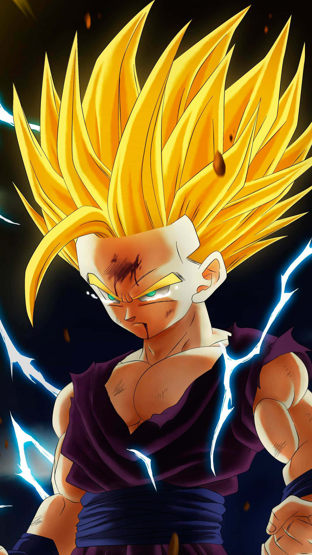 Teen Gohan, yellow hair, spiky golden hair, Full HD Phone Wallpaper