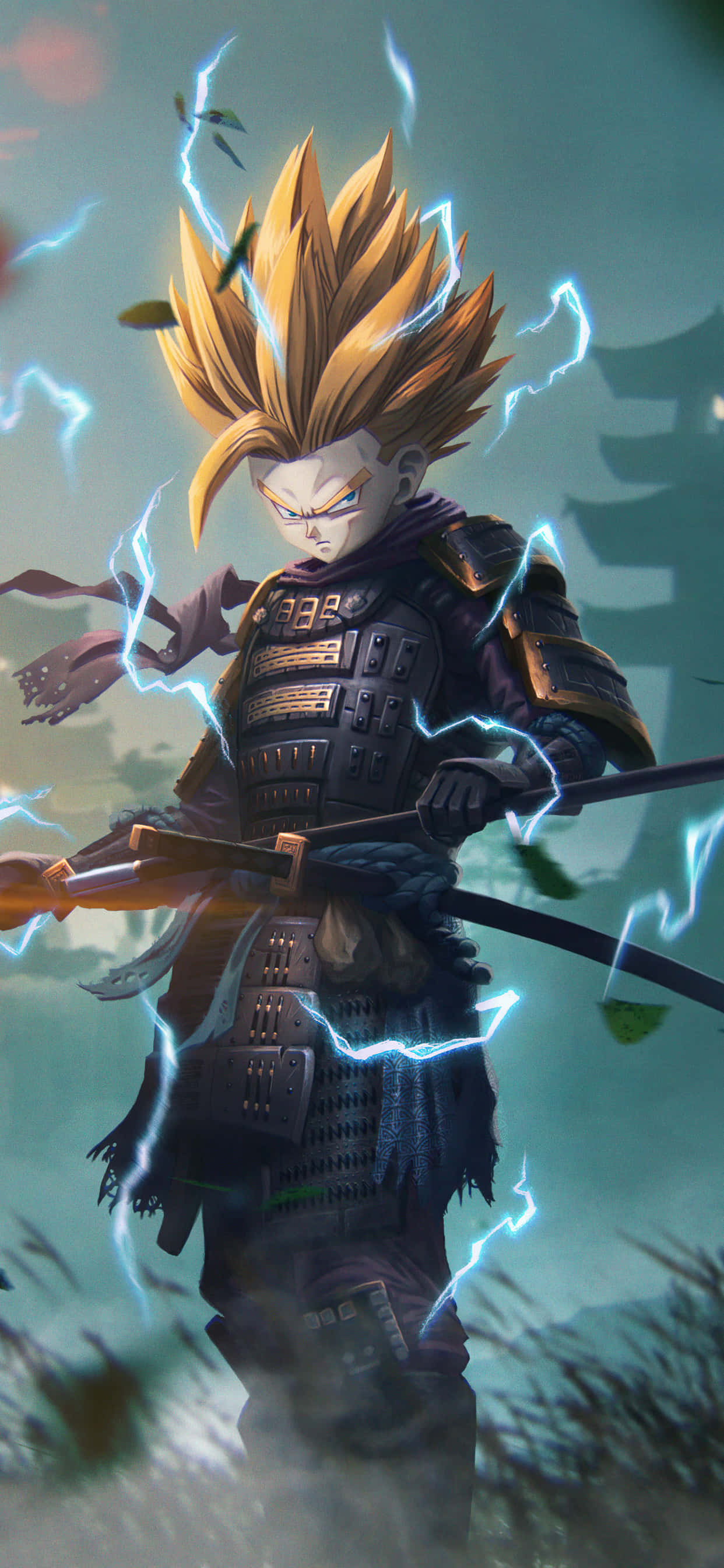 Teen Gohan, metallic warrior outfit, dark armor, 2K Phone Wallpaper