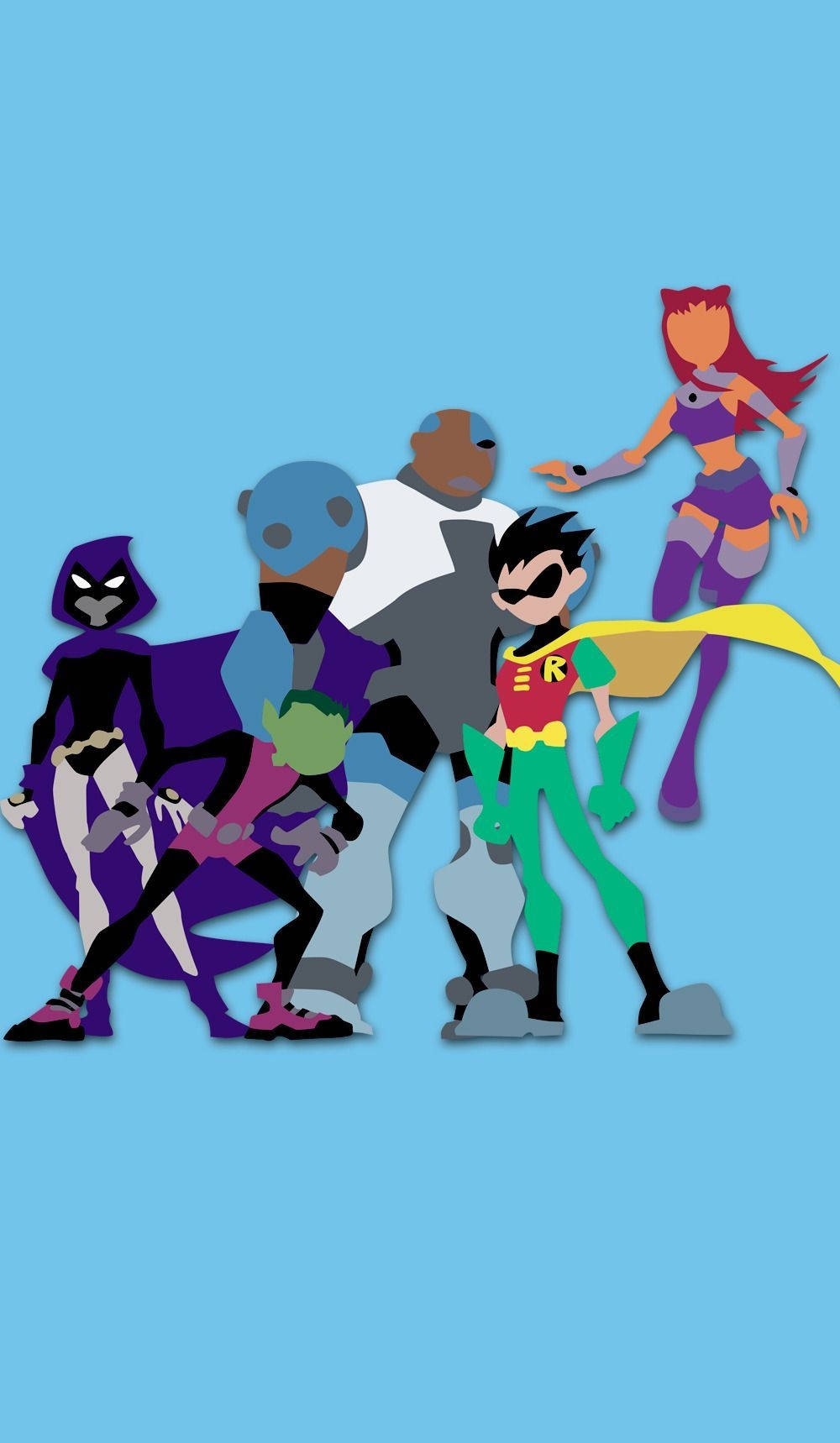 Teen Titans, digital drawing, vibrant cartoon, HD Phone Wallpaper