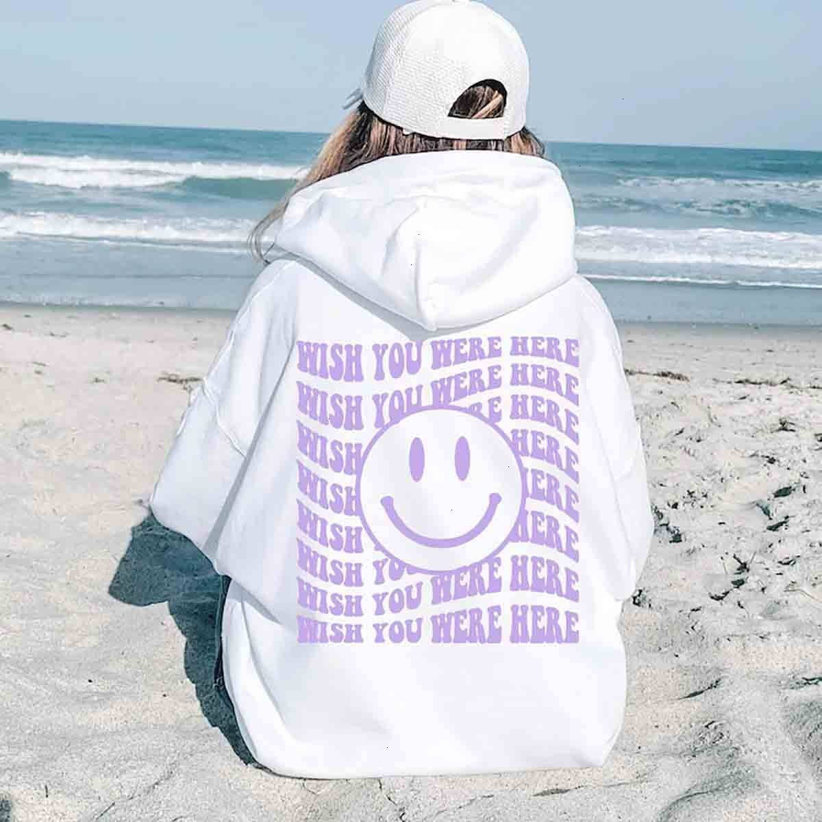 Teenage Aesthetic, white hoodie, purple smiley text, SD Desktop Wallpaper