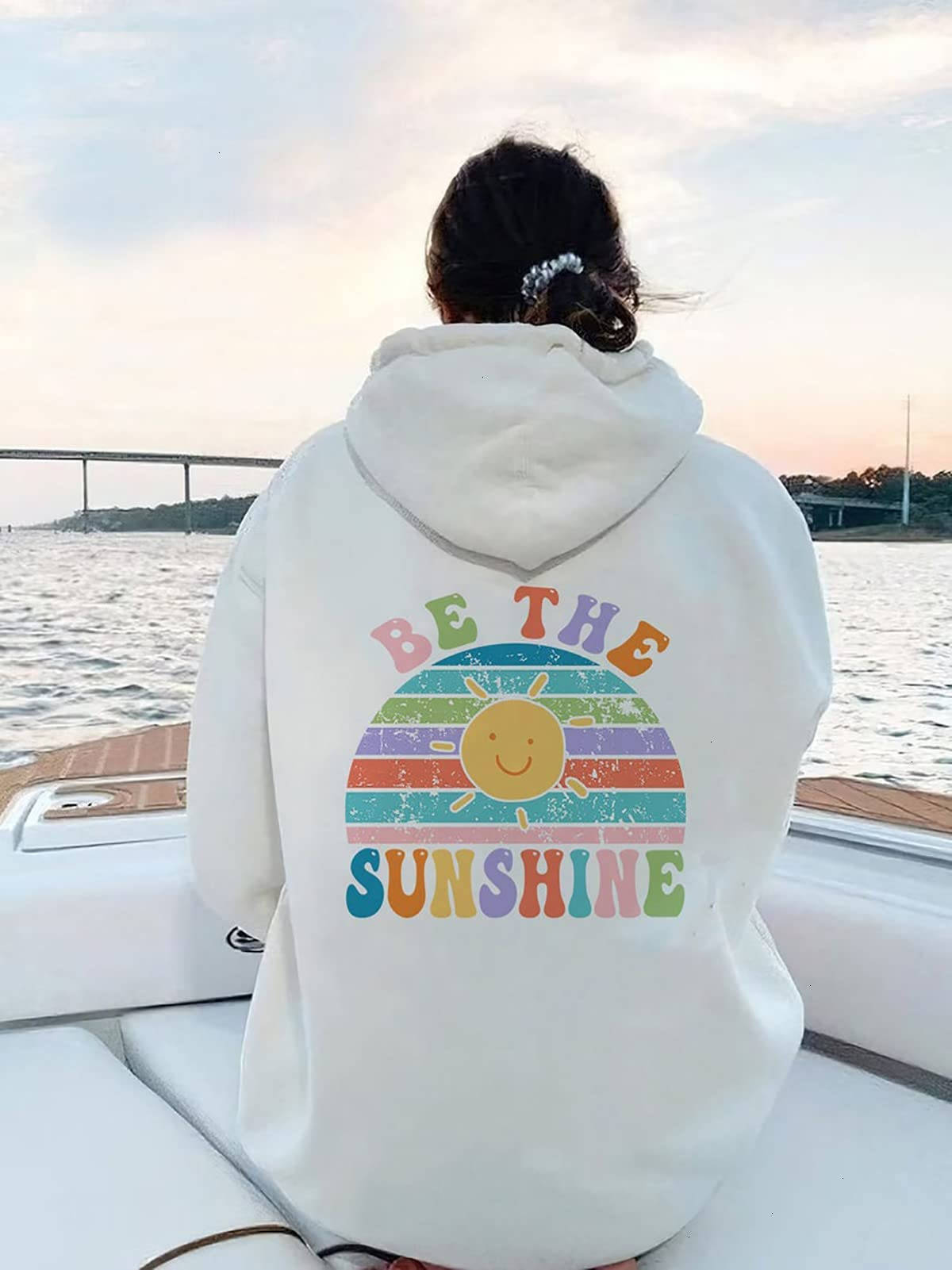 be the sunshine hoodie, white hoodie, colorful 'be the sunshine' graphic, HD Phone Wallpaper
