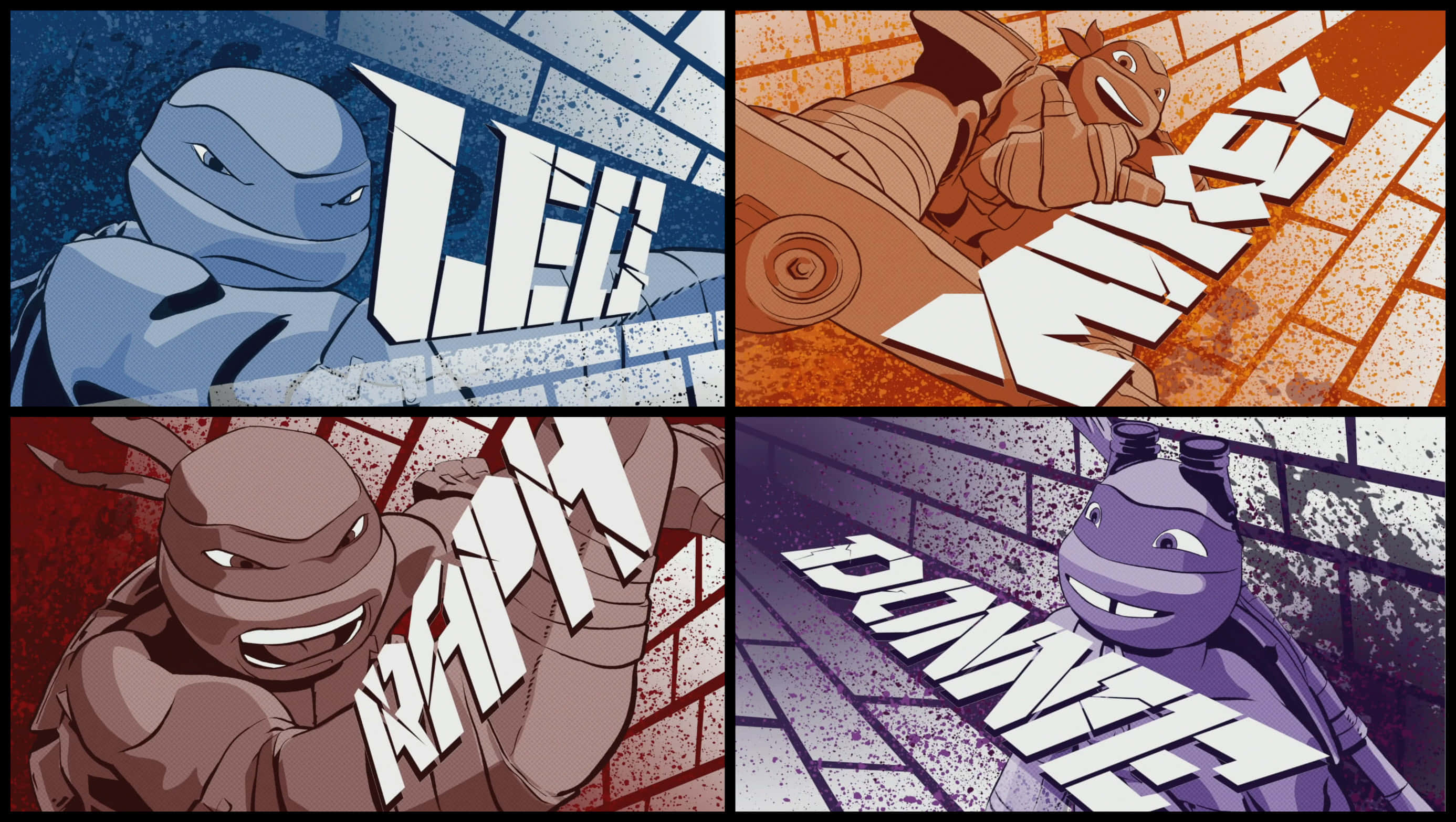 Teenage Mutant Ninja Turtles, comic book style, brick walls, 2K Desktop Wallpaper