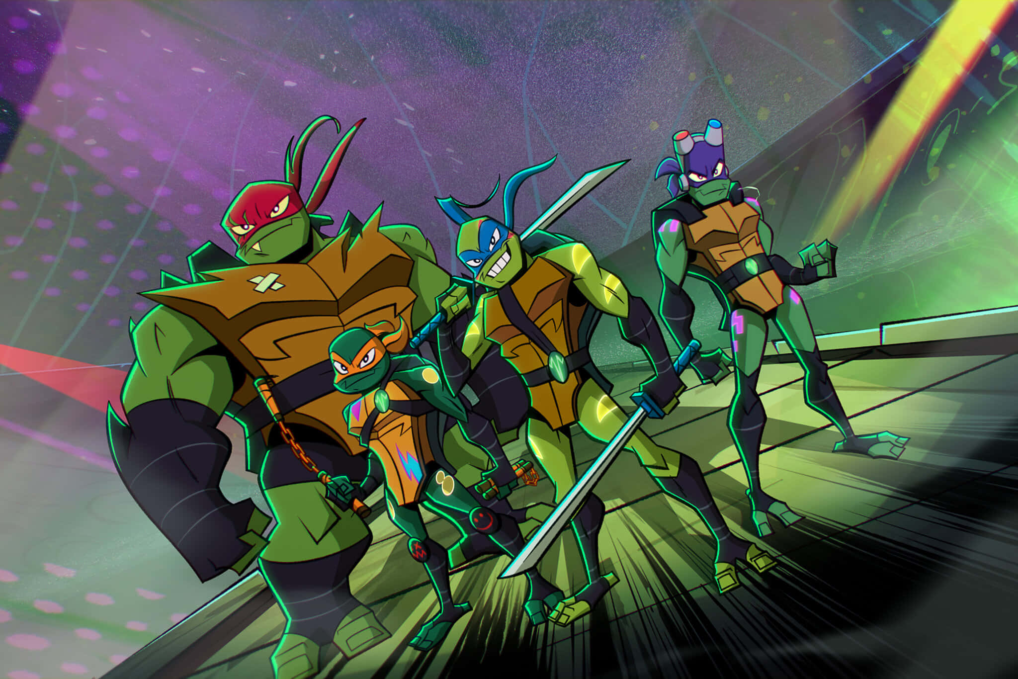 Teenage Mutant Ninja Turtles, comic book, neon lights, Full HD Desktop Wallpaper