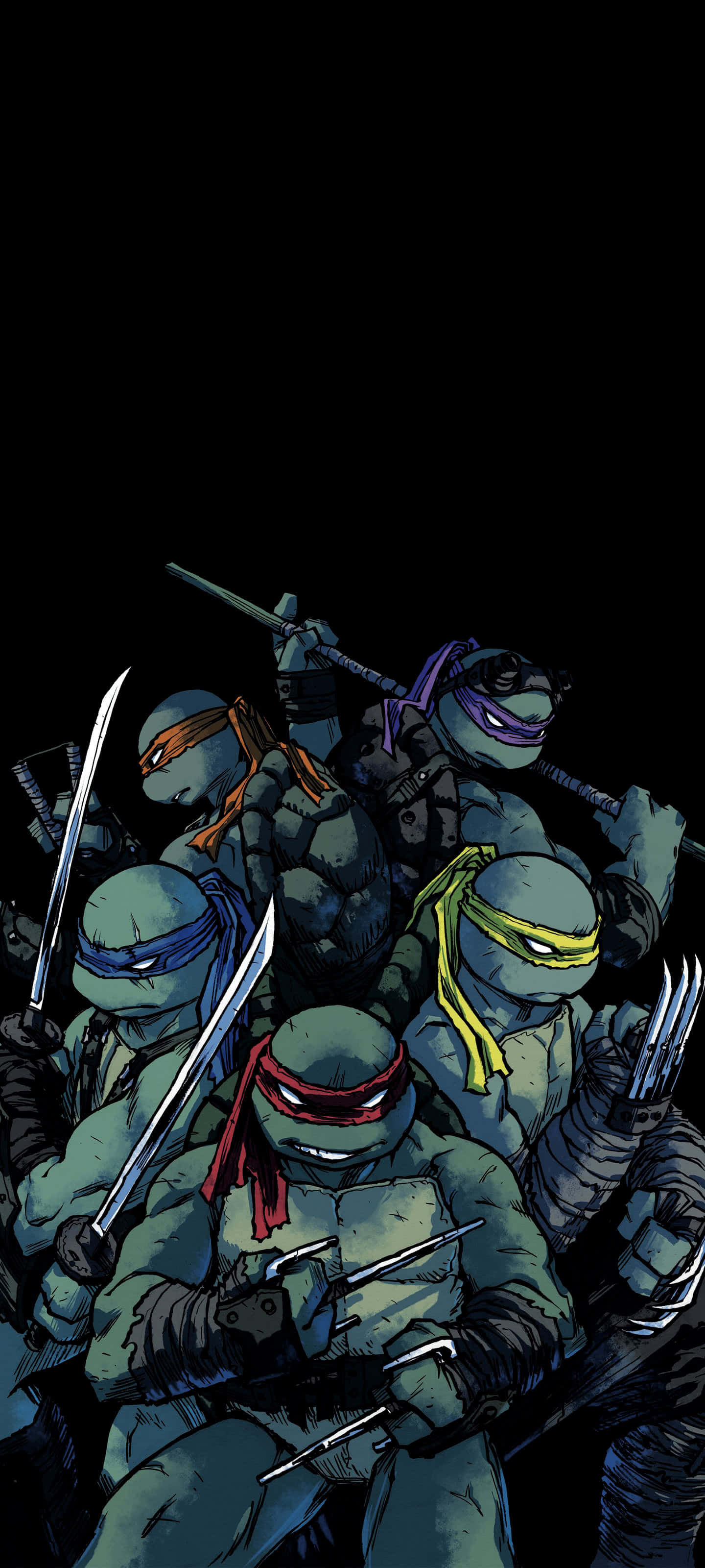 Teenage Mutant Ninja Turtles, green shells, colored masks, 2K Phone Wallpaper
