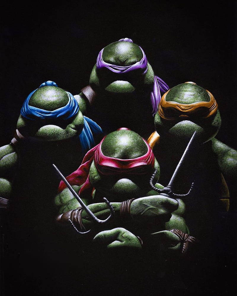 Teenage Mutant Ninja Turtles, pitch black, green ninja turtles, SD Phone Wallpaper