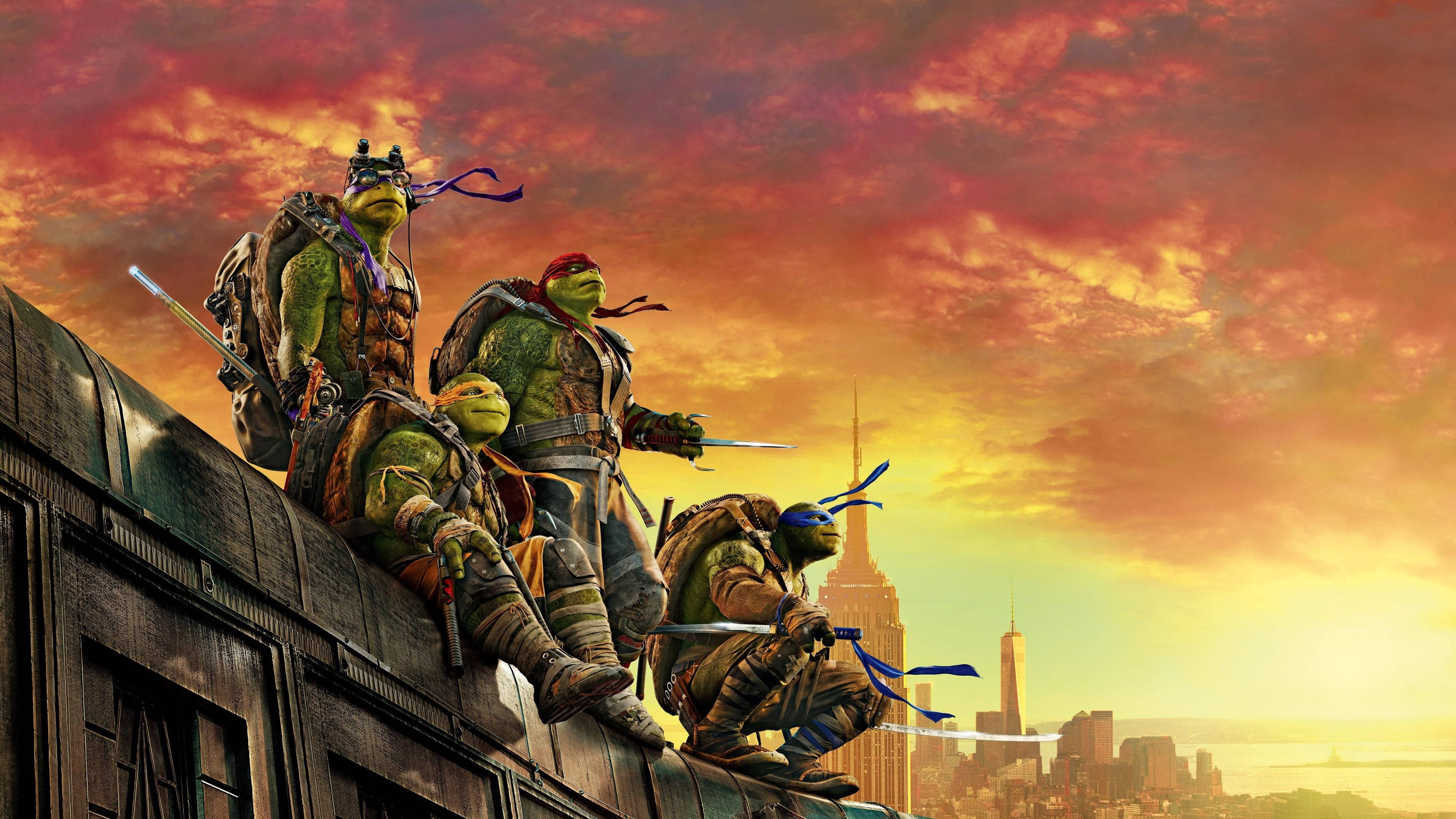 Teenage Mutant Ninja Turtles, sunset, city skyline, 4K Desktop Wallpaper