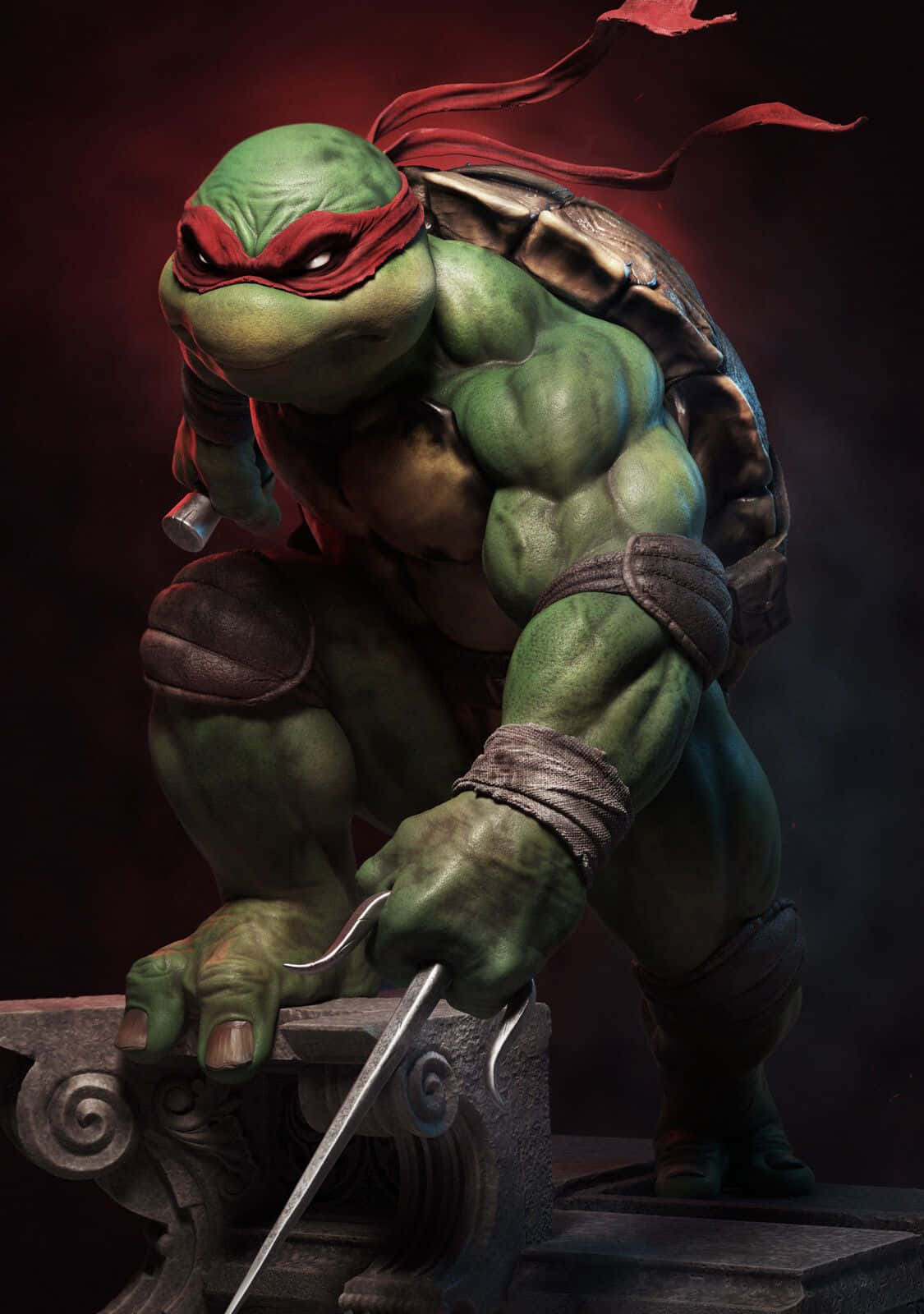 Teenage Mutant Ninja Turtles, green turtle, red mask, HD Phone Wallpaper