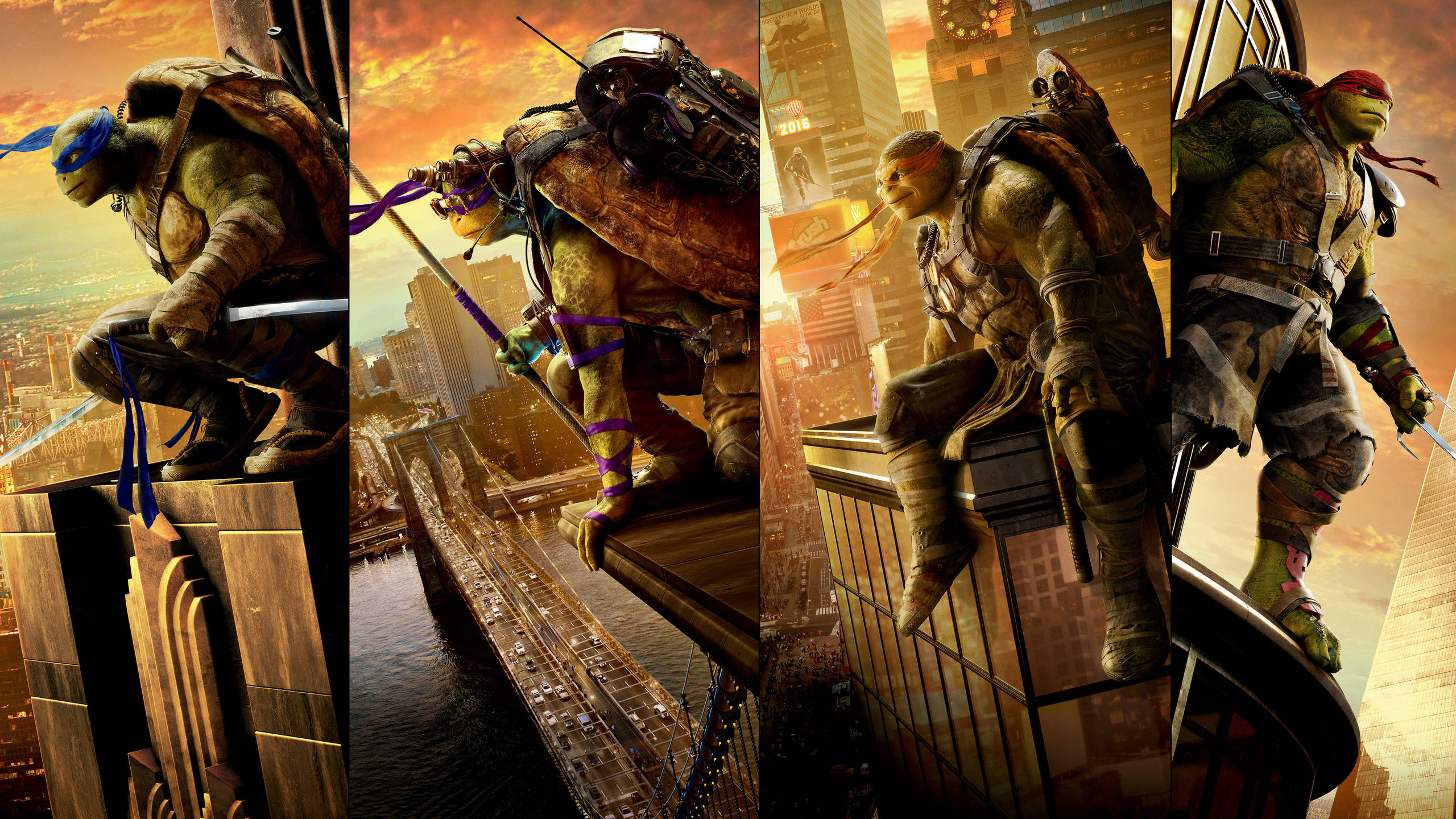 Teenage Mutant Ninja Turtles, skyscrapers, city, 2K Desktop Wallpaper