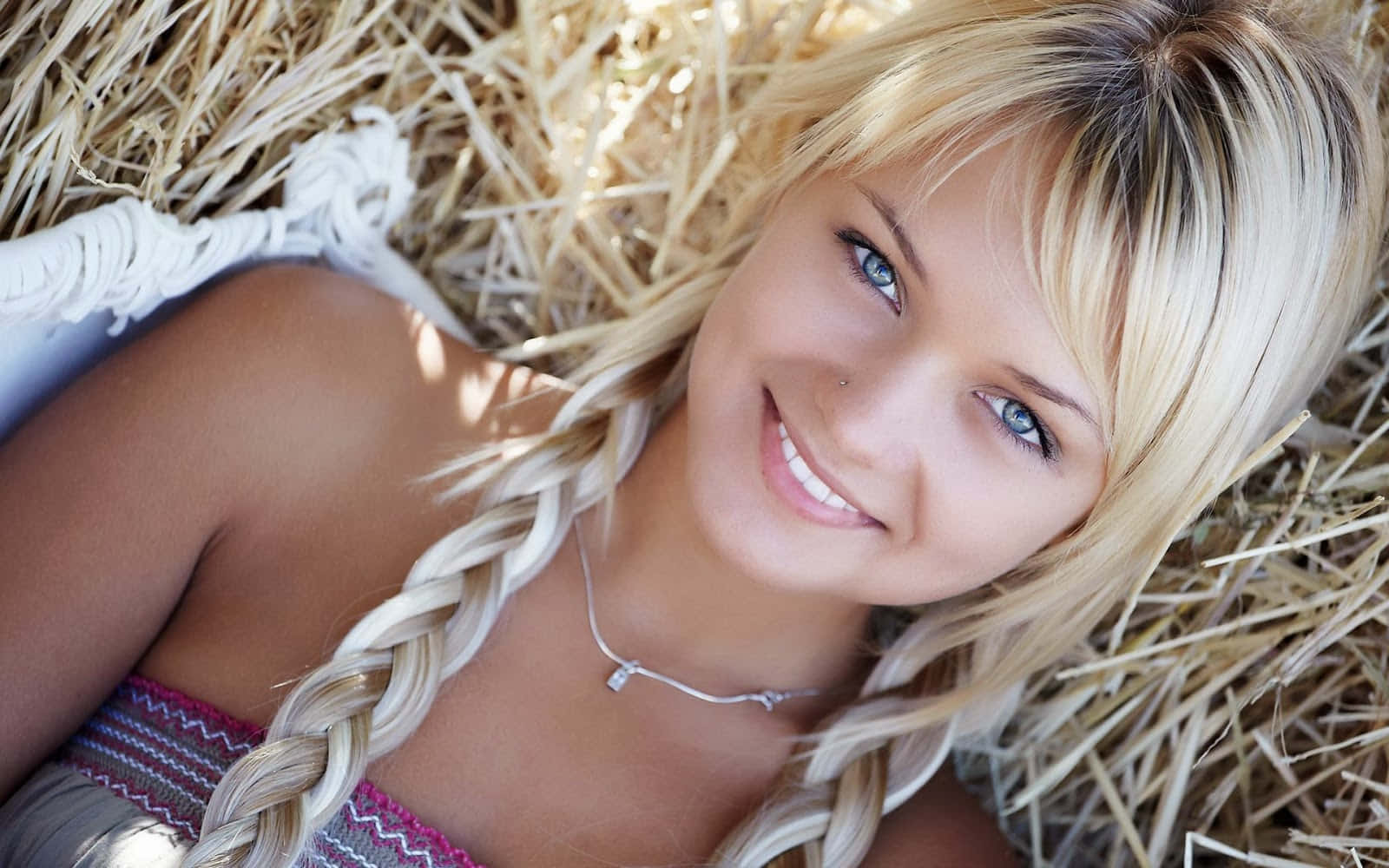 young teenage girl, blond hair, braided hair, HD Desktop Wallpaper