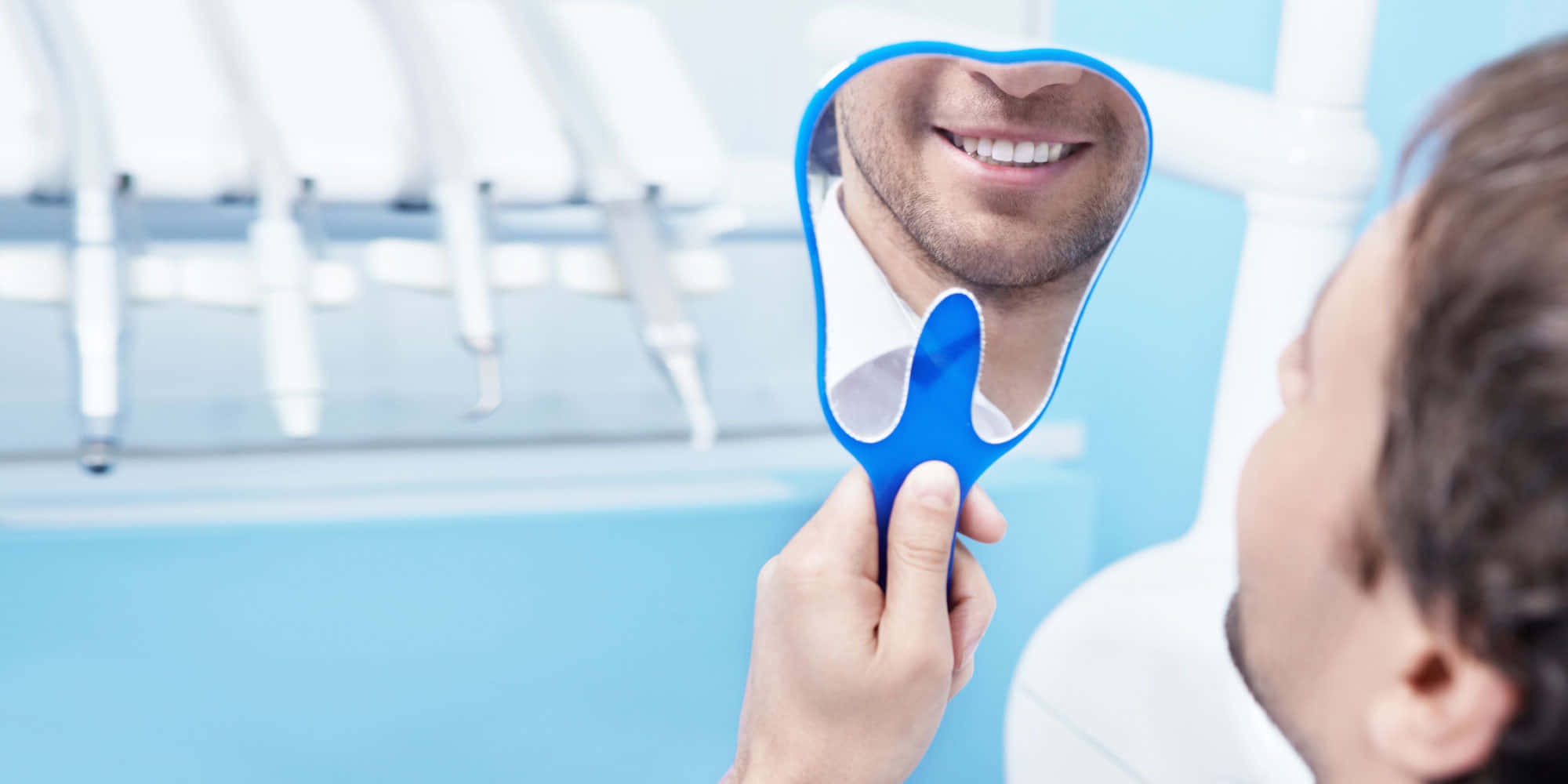teeth whitening, dental chair, blue tooth-shaped mirror, Full HD Desktop Wallpaper