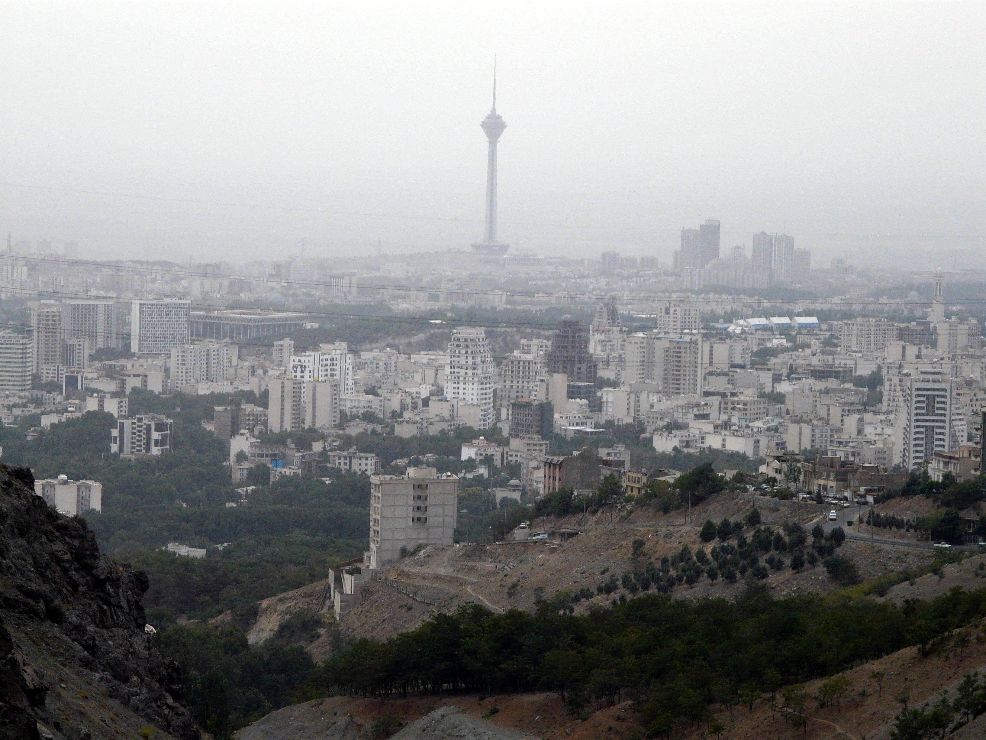 Tehran, mountain, tall tower, 2K Desktop Wallpaper