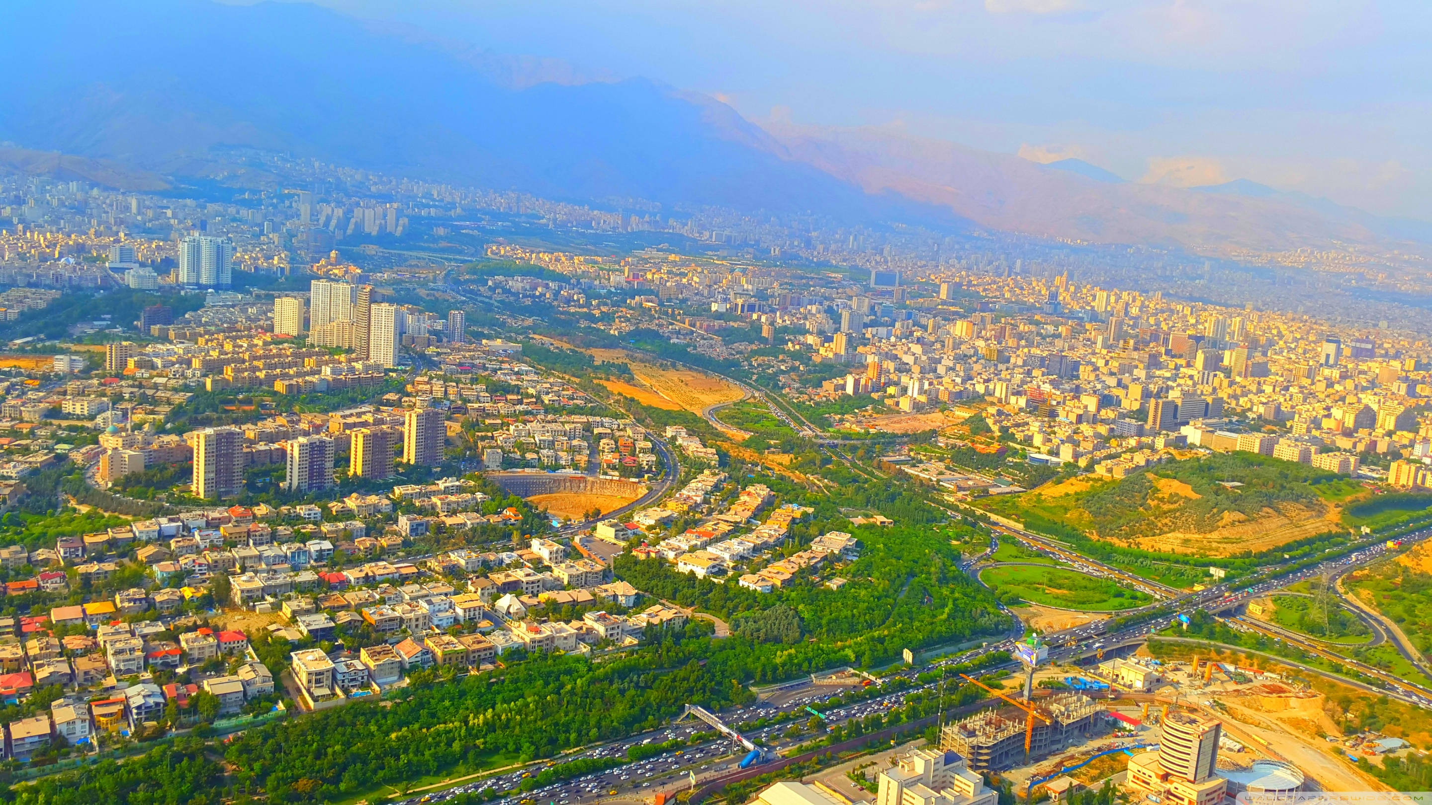 Tehran, valley, mountains, 2K Desktop Wallpaper