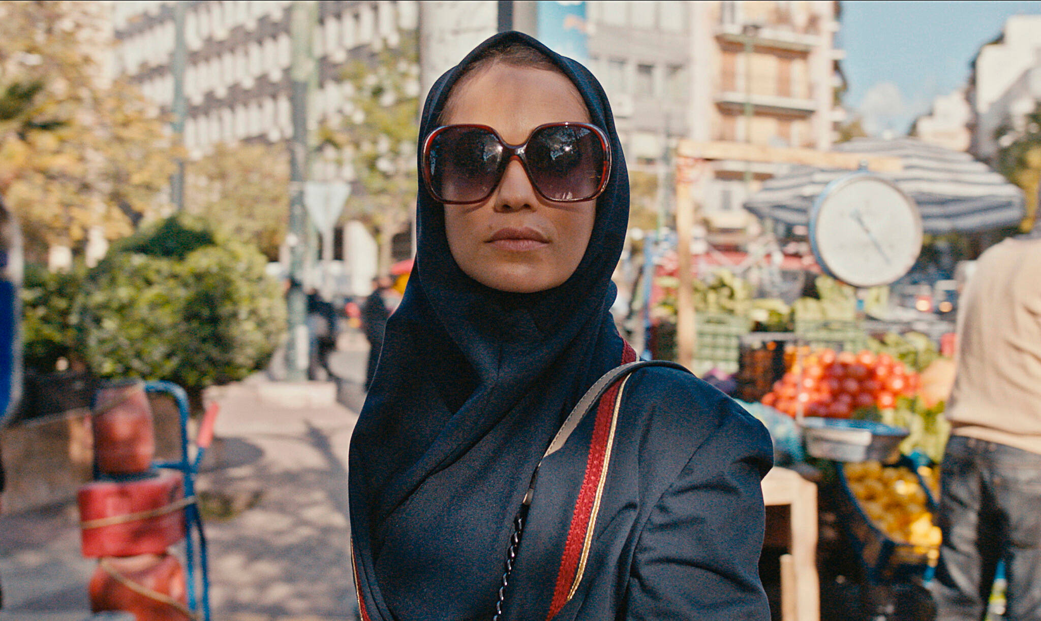 Tehran, dark blue hijab, large sunglasses, Full HD Desktop Wallpaper
