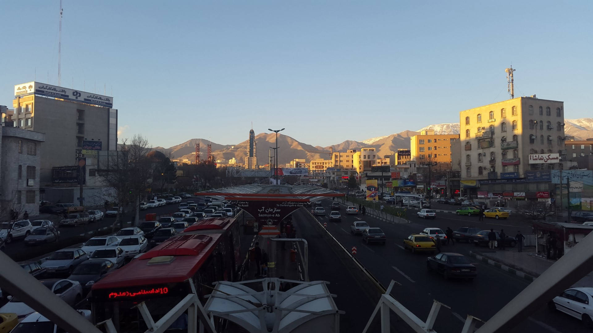 Tehran, busy road, sunset, Full HD Desktop Wallpaper
