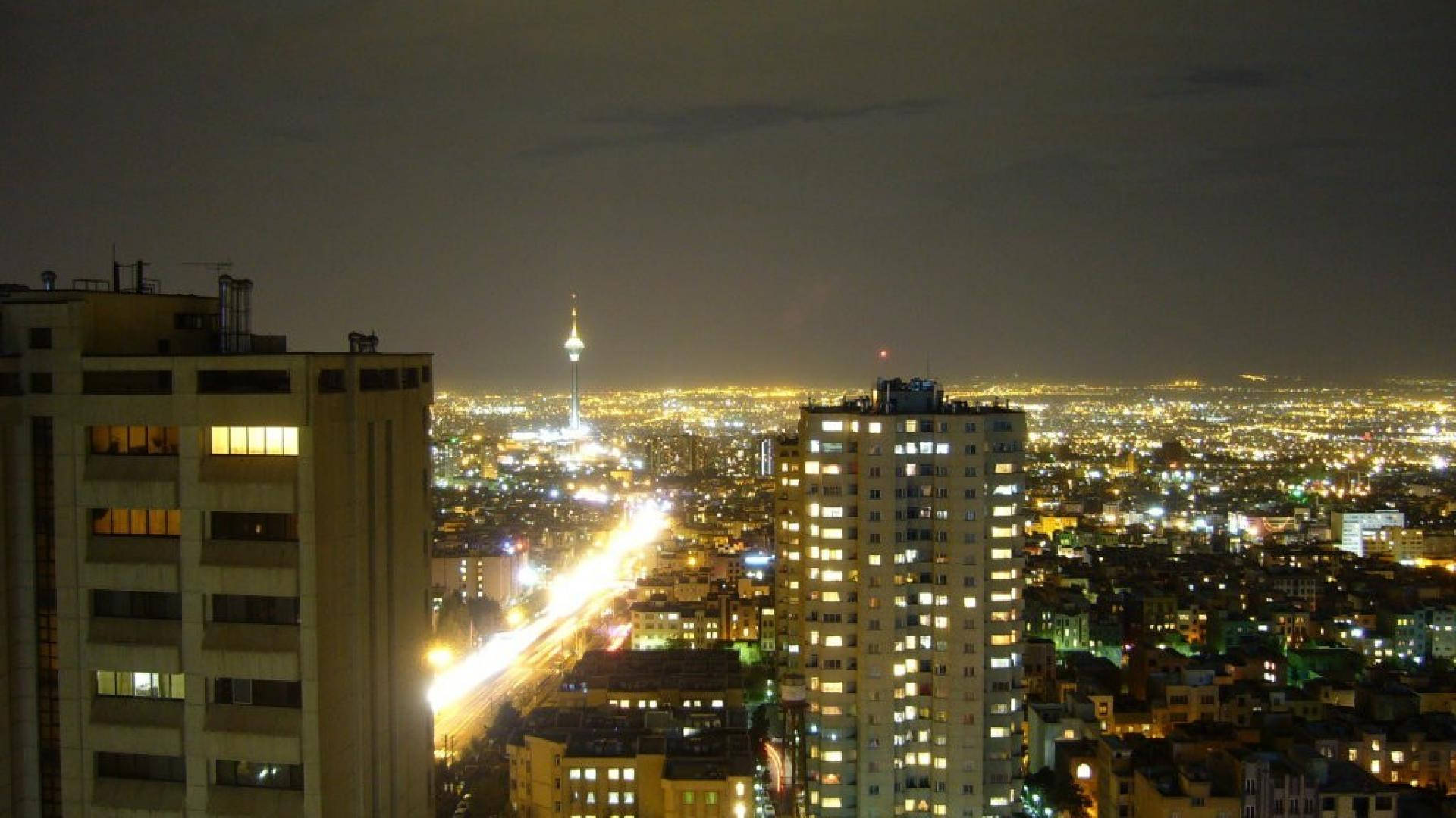 Tehran, residential buildings, night, Full HD Desktop Wallpaper
