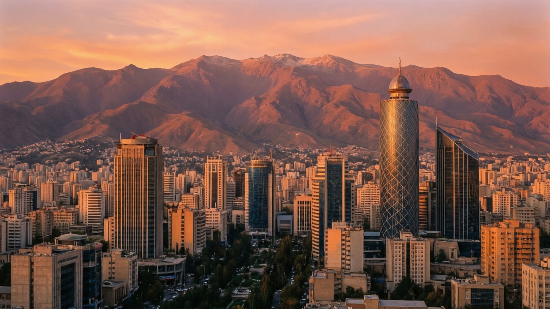 Tehran, sunset, panorama, Full HD Desktop Wallpaper