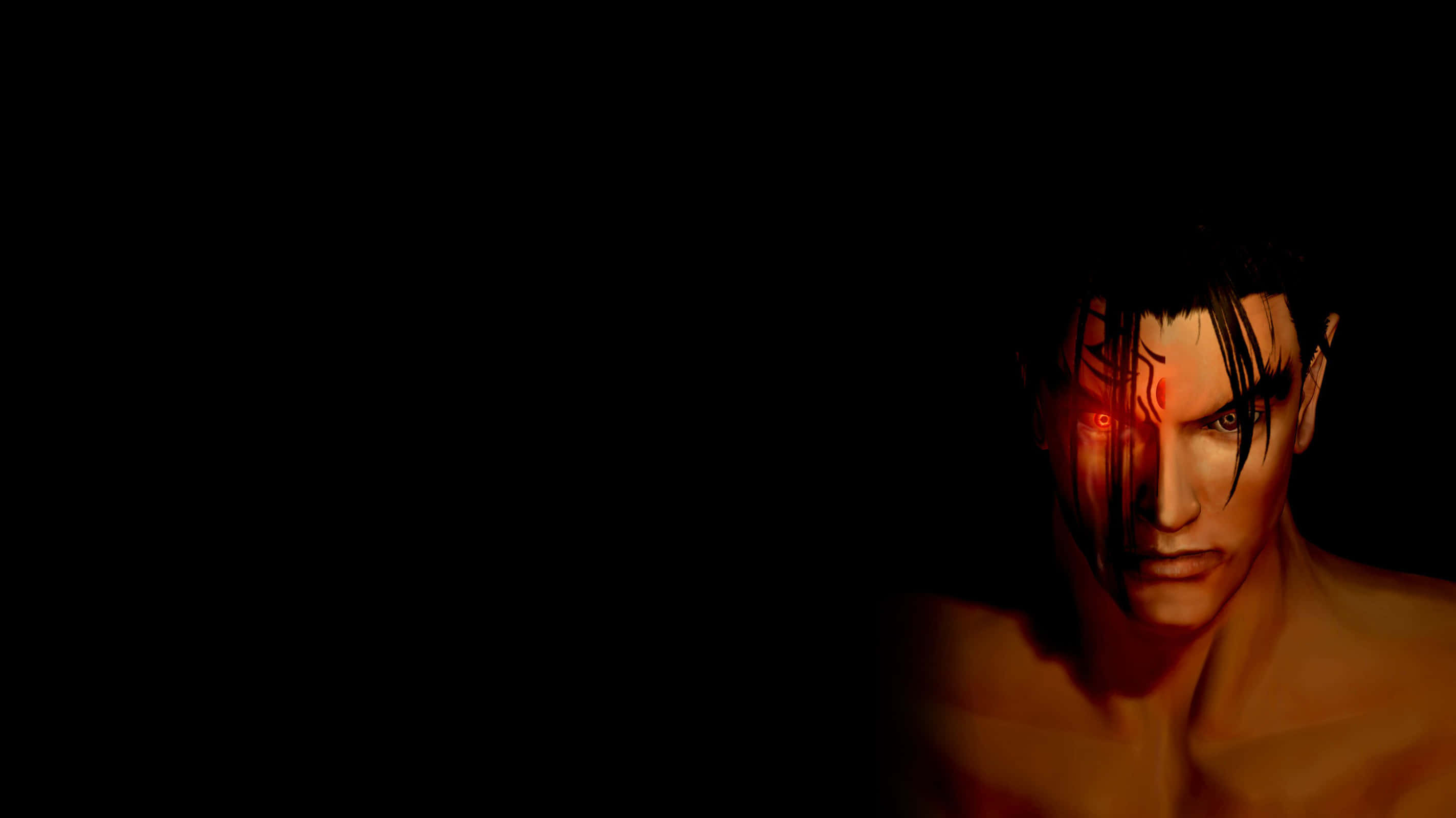 Tekken Characters, anime man, glowing red eyes, 2K Desktop Wallpaper