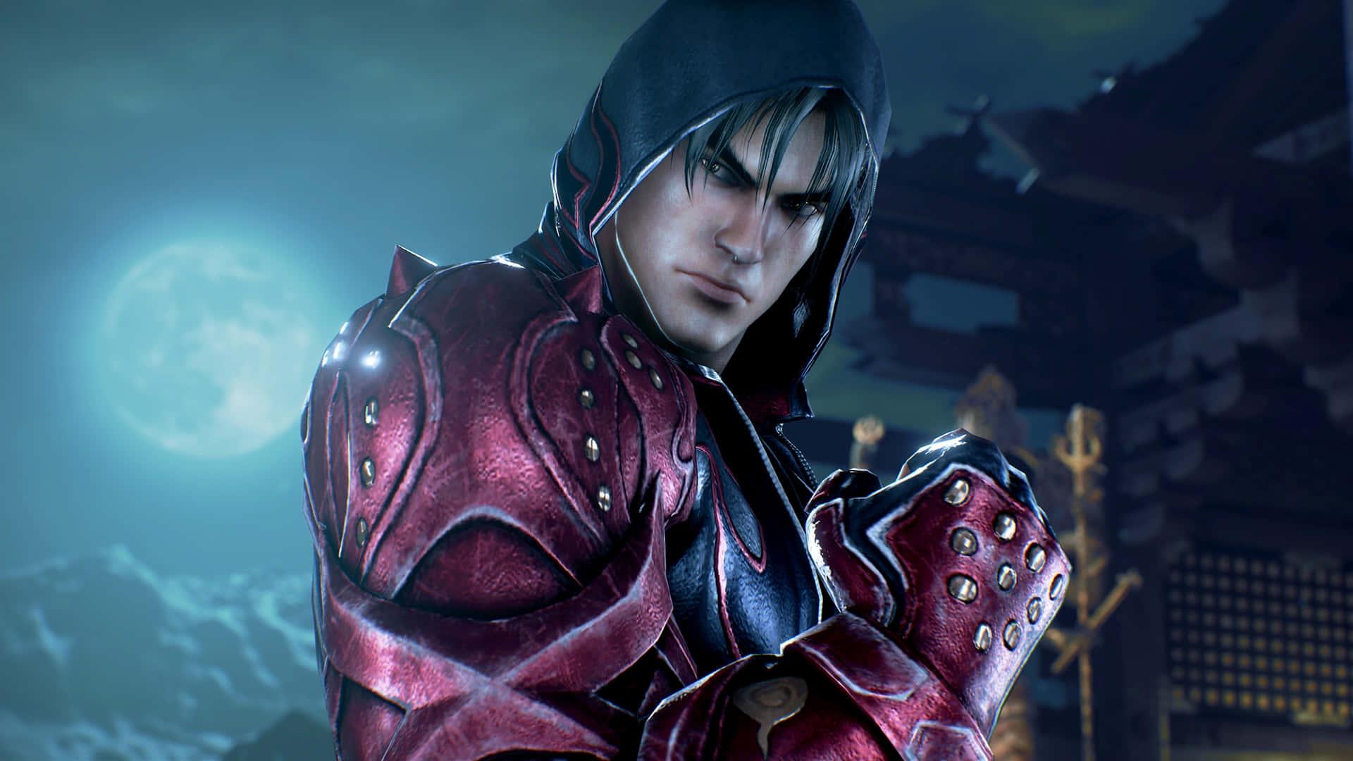 Tekken characters, red armor, glowing moon, Full HD Desktop Wallpaper