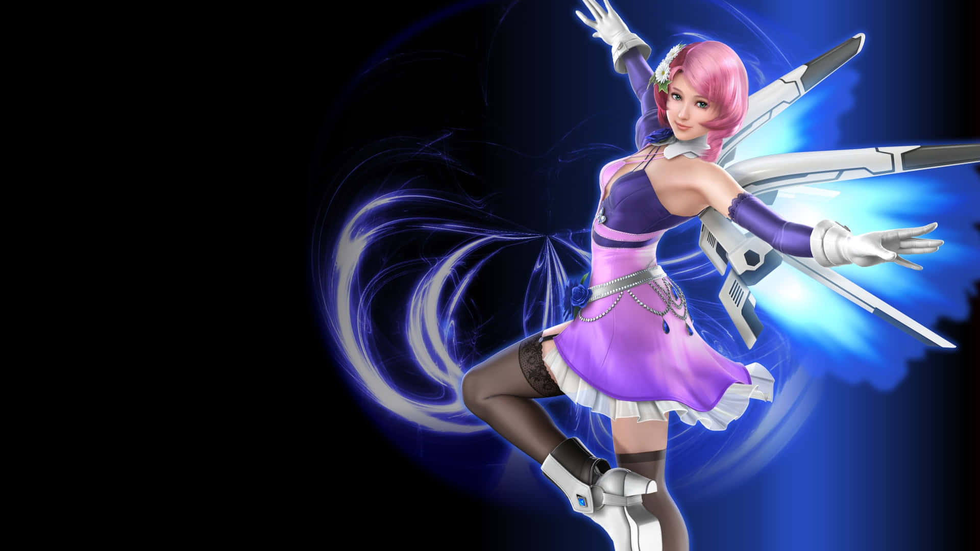 Tekken Characters, pink-haired anime girl, purple outfit, Full HD Desktop Wallpaper