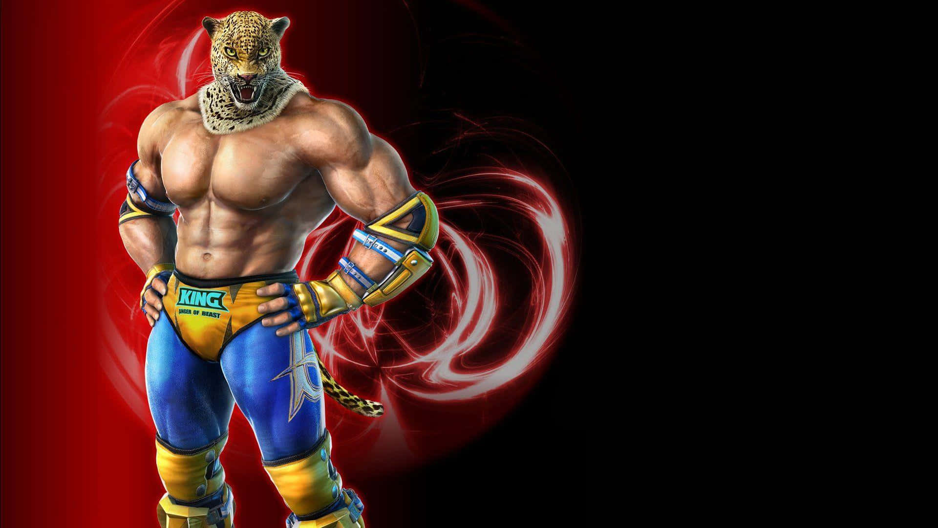 Tekken Characters, leopard head mask, swirling red and black background, Full HD Desktop Wallpaper