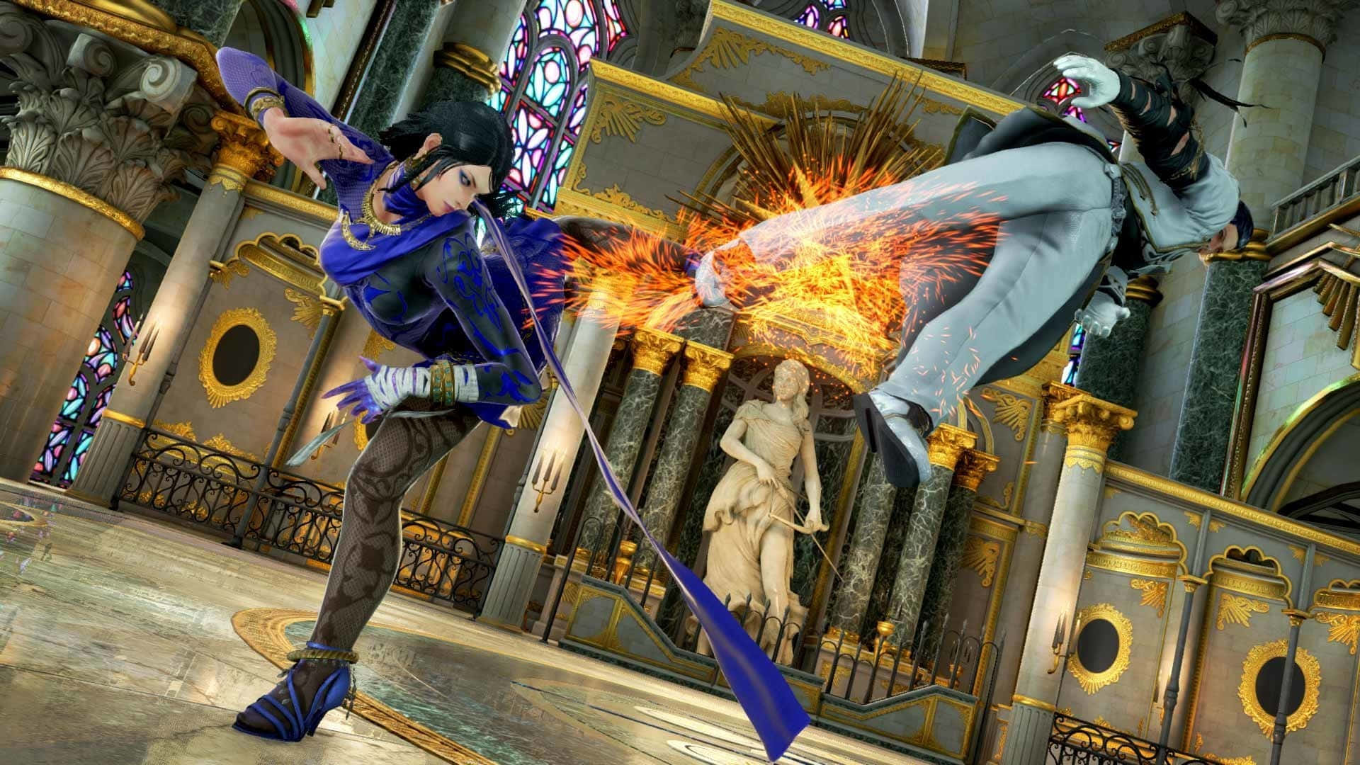 Tekken Characters, cathedral, stained glass windows, Full HD Desktop Wallpaper