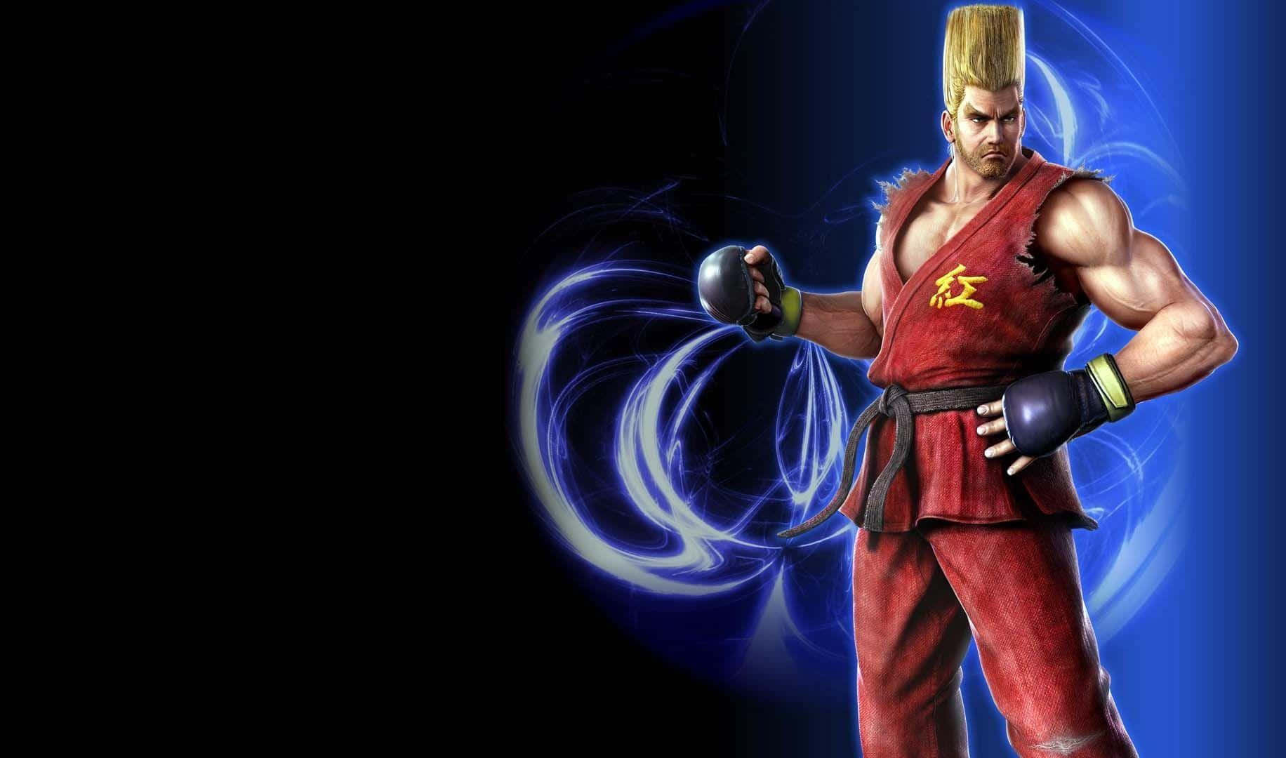Tekken Characters, red gi, blue energy, HD Desktop Wallpaper