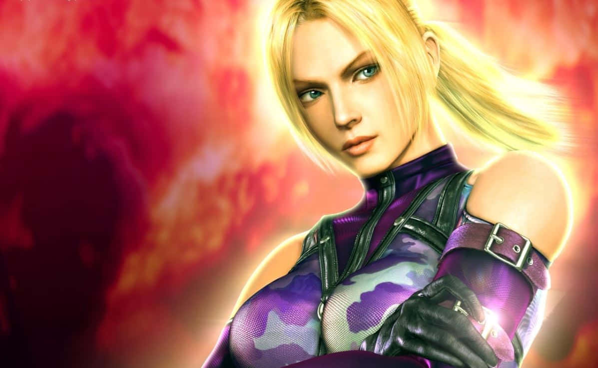 Tekken Characters, blonde anime warrior, purple camo armor, SD Desktop Wallpaper