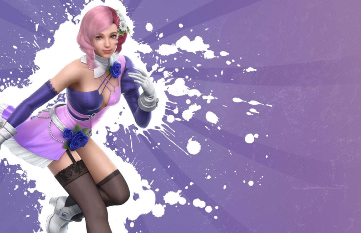 Tekken Characters, pink-haired anime girl, purple outfit, SD Desktop Wallpaper