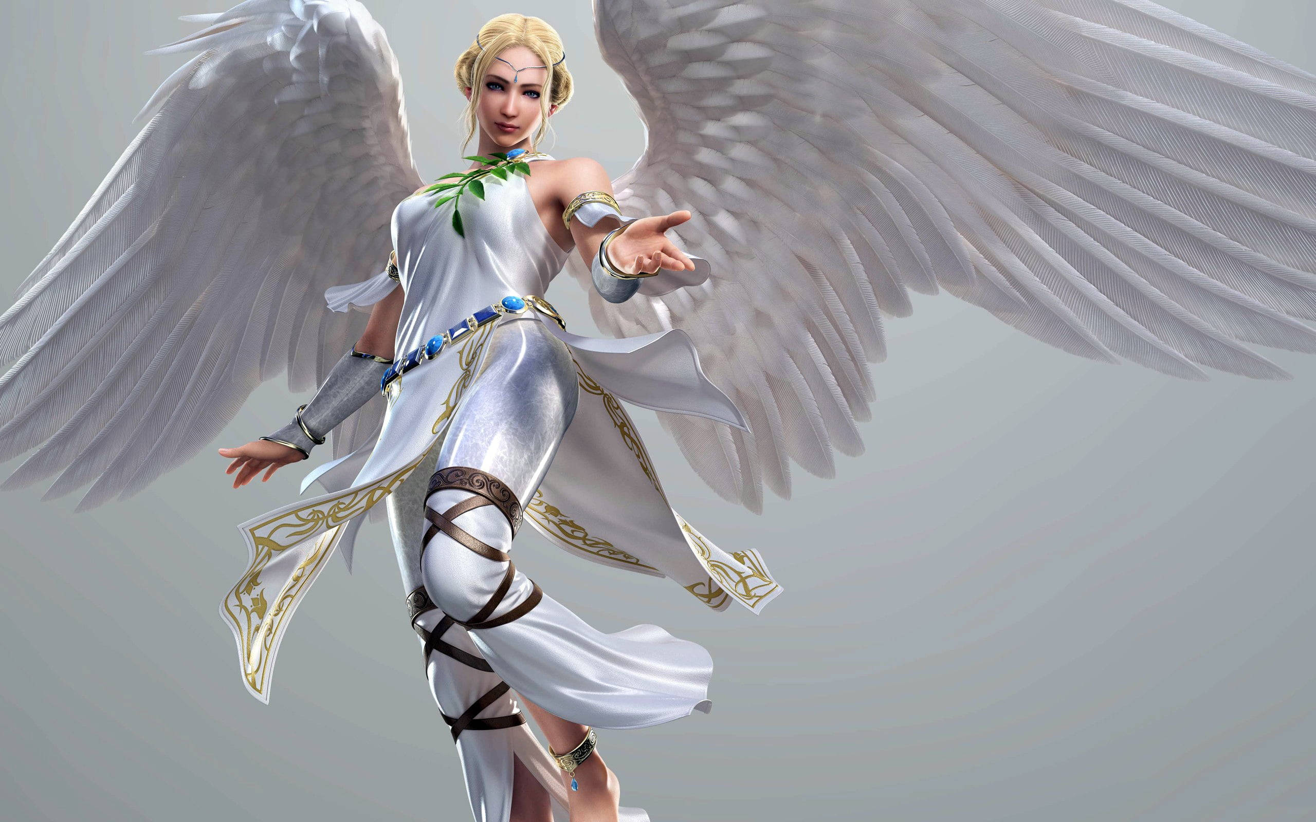 Tekken, angel, large white wings, 2K Desktop Wallpaper