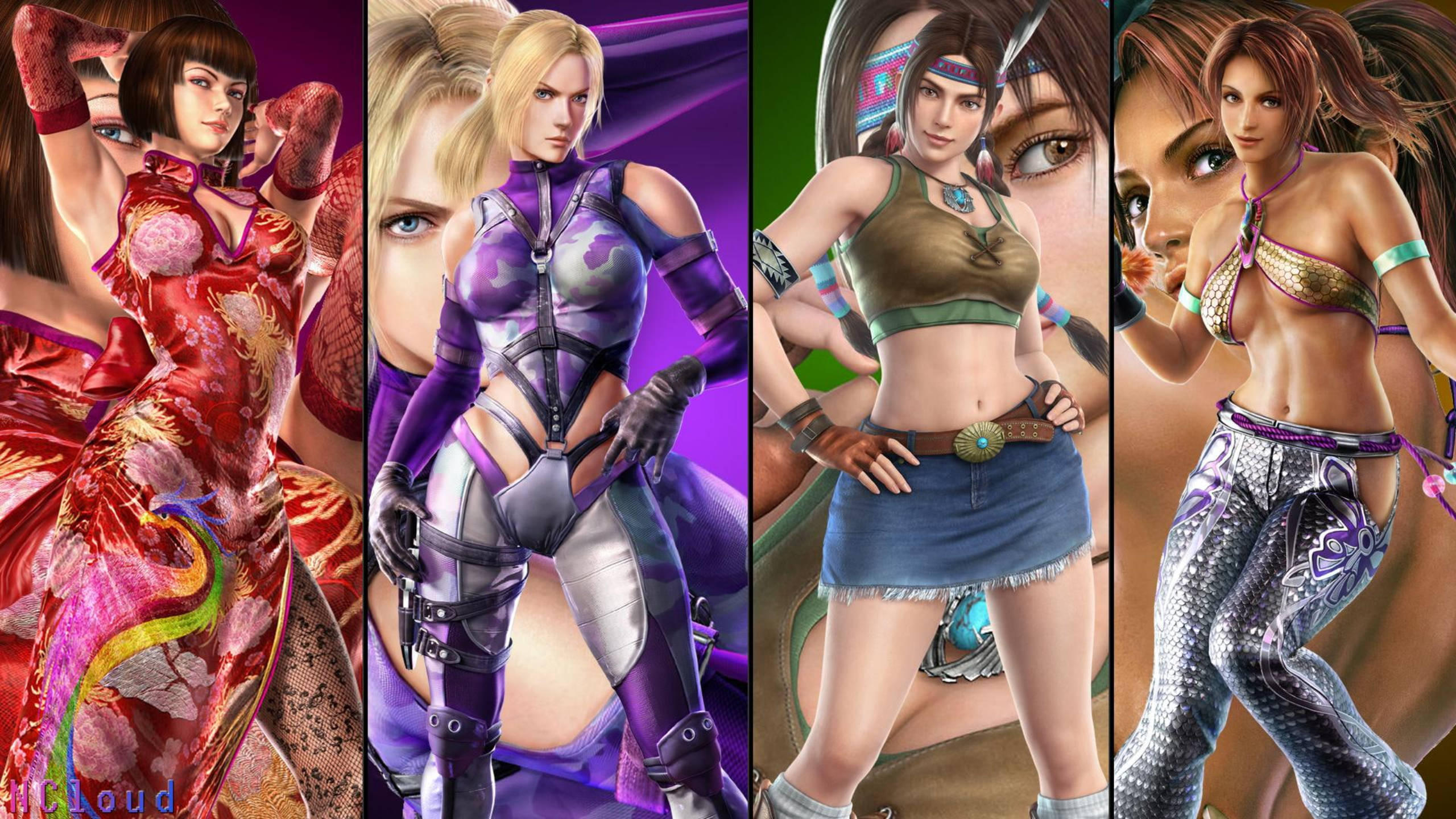 Tekken, female fighters, vibrant costumes, 2K Desktop Wallpaper