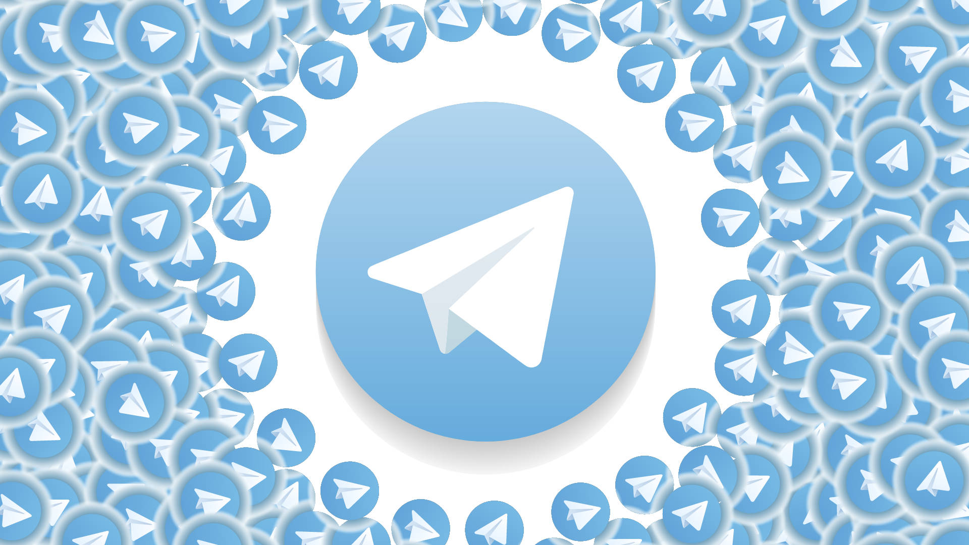 Telegram logo, circular pattern, smaller Telegram icons, Full HD Desktop Wallpaper