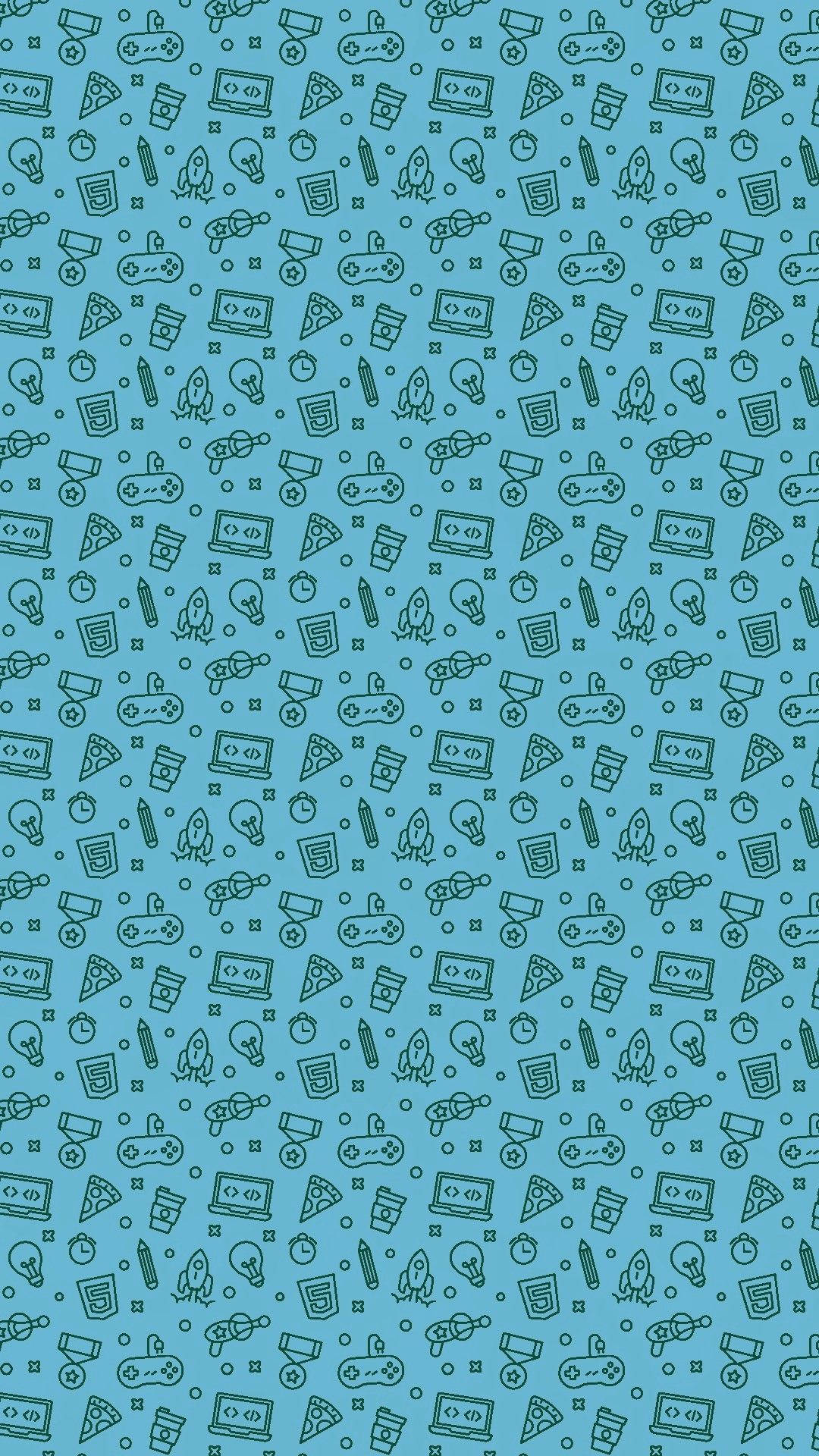Telegram, teal background, dark green line-art icons, Full HD Phone Wallpaper